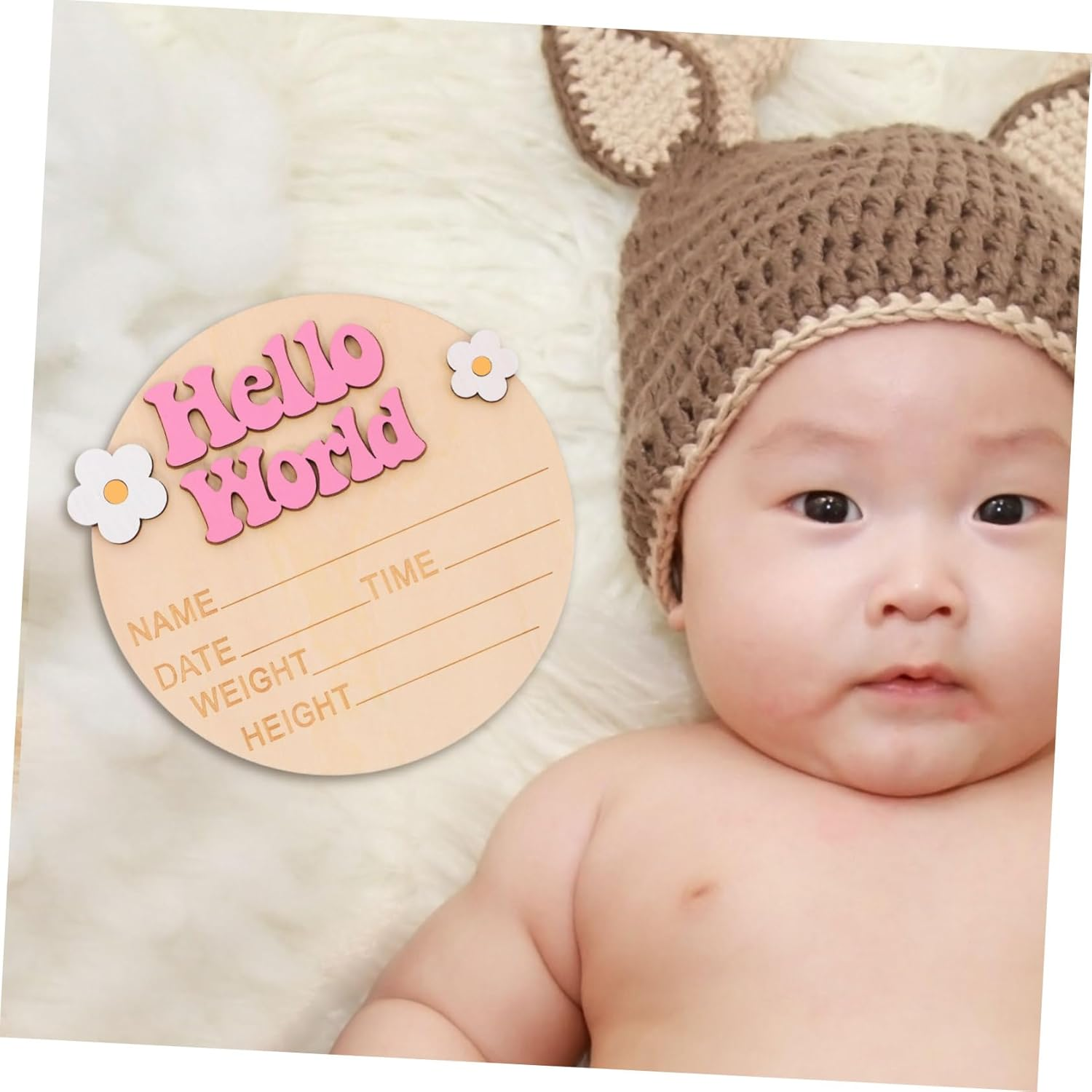 DECHOUS Wood Announcement Sign for Newborn Birth Nursery Plaque with Delicate Printing Versatile Newborn Welcome Photo Prop and Milestone Keepsake