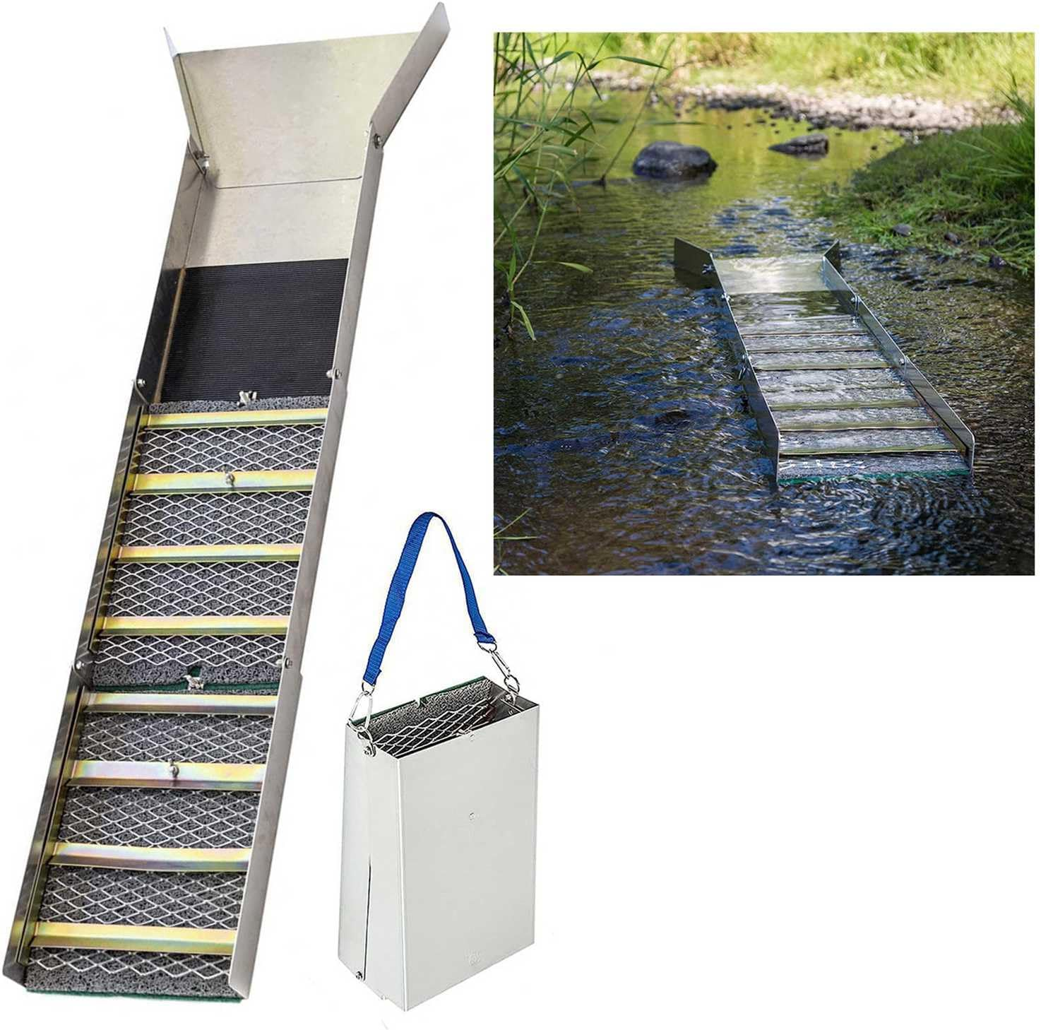 Bewinner Folding Aluminum Alloy Sluice Box, Portable Gold Prospecting Equipment, Gold Panning Kit for Gold Mining for River, Creek, Gold Panning, Prospecting, Dredging image number 6