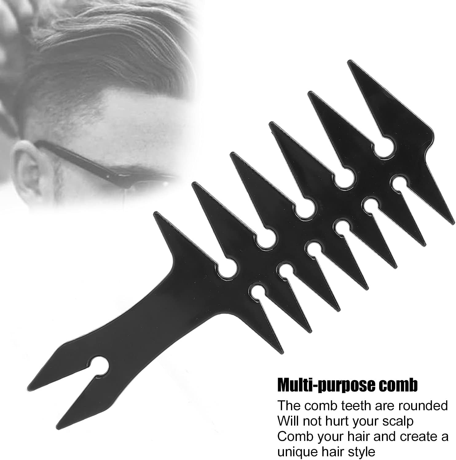 Jiawu Double -Sided Hair Comb Retro Design Hairdresser Comb for Men for Portable Use Absurd 1 X Hair Ideal for Use (Black) image number 1