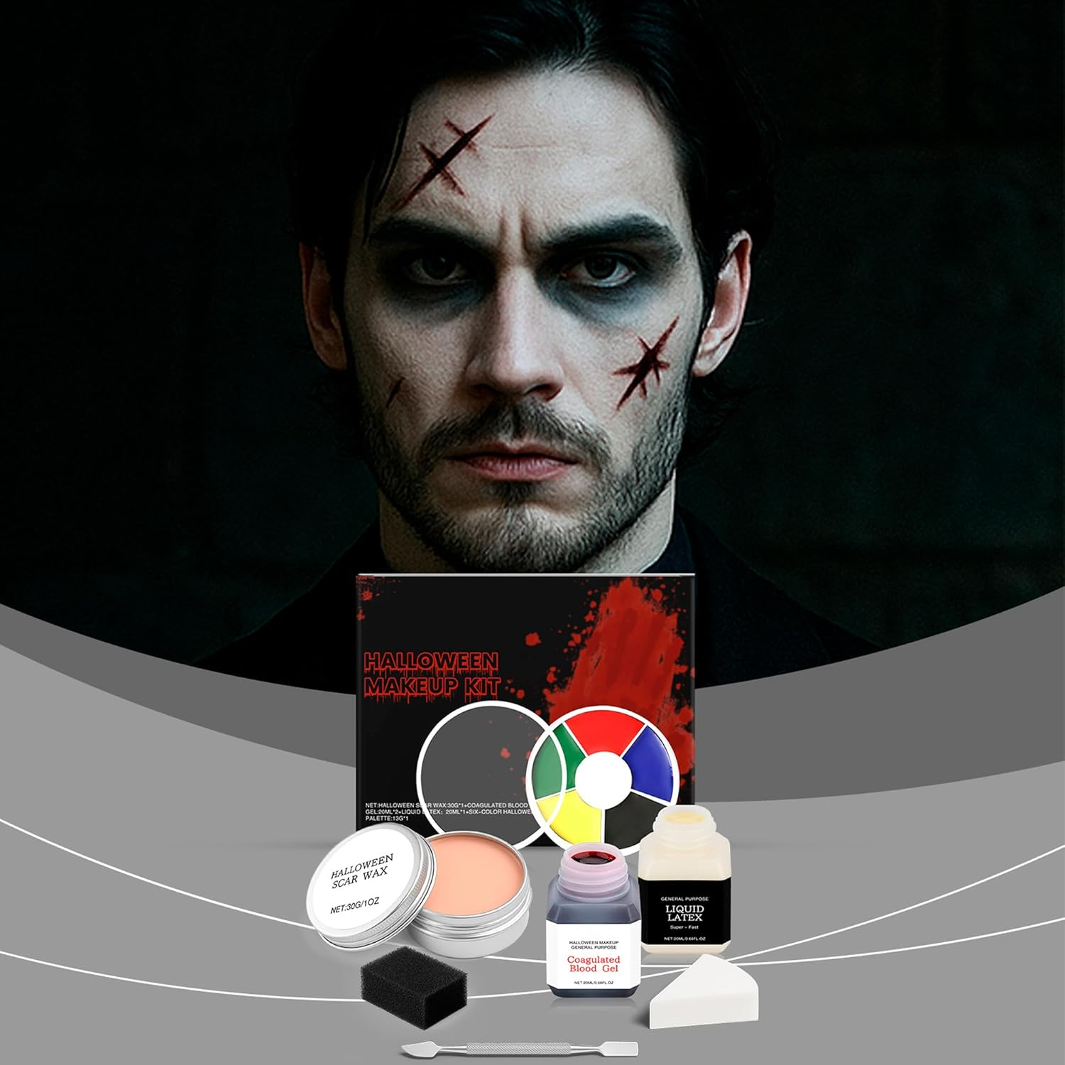 Depehelp Halloween SFX Makeup Kit, Professional Special Effects Makeup Set with Scar Wax, Blood Gel, Liquid Latex image number 1