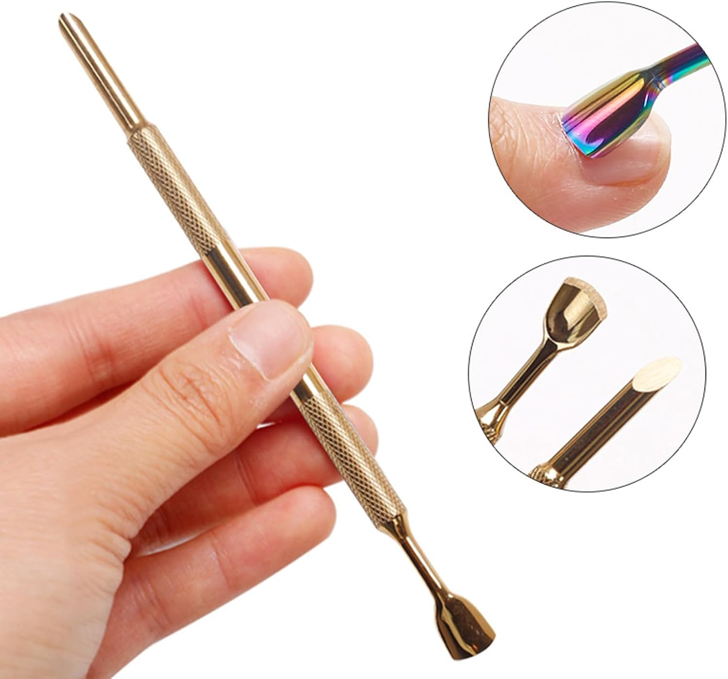 Dual Ended Nail Cuticle Pusher with 100Pcs 180/240 Self-Adhesive Grit Sandpaper Sheets Replaceable Refill Nails Pre Polishing Manicure Treatment Tool image number 6