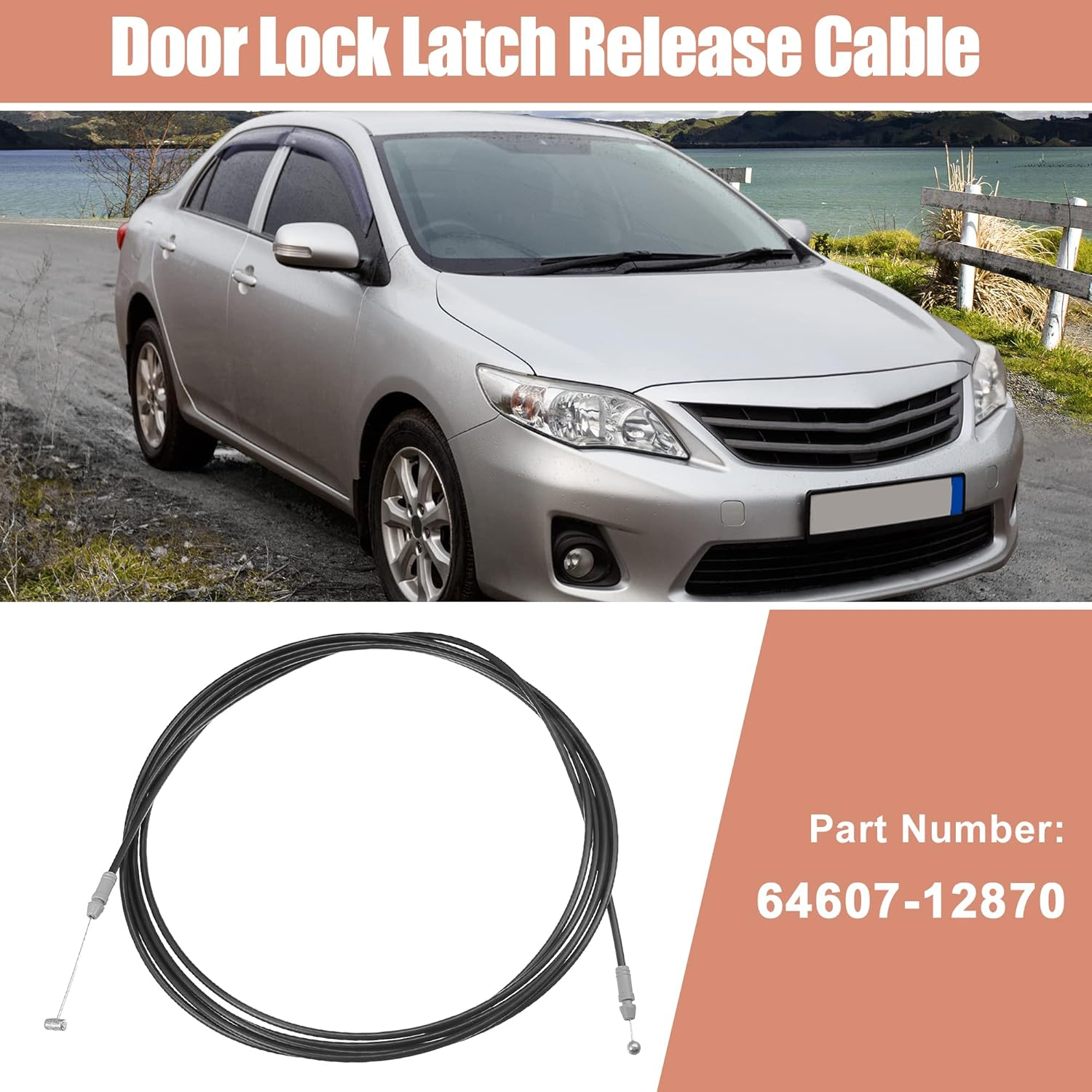 X AUTOHAUX Trunk Lock Latch Release Cable for Toyota Corolla 2009-2013 Deck Lid Release Cable 64607-12870 Car Luggage Door Lock Control Cable Tailgate Release Cable Replacement 14Ft Plastic image number 5