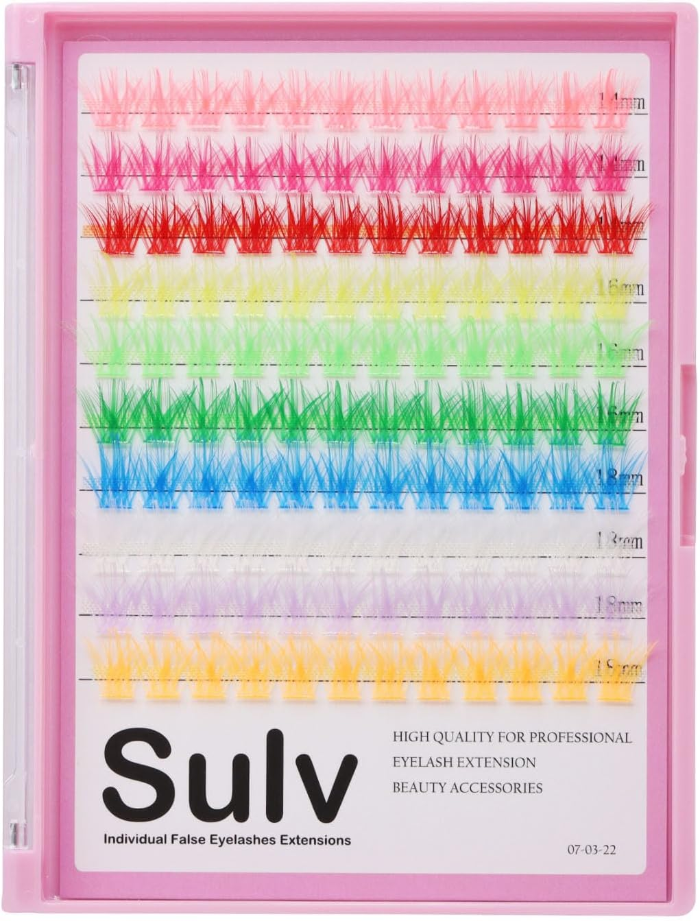 SULV 10 Colors Lashes Cluster D Curl Lash Extensions 10-18Mm to Choose Colored Cluster Eyelashes Colorful Lashes Colors (Slc07-10Colors-12-14-16Mm Mixed)