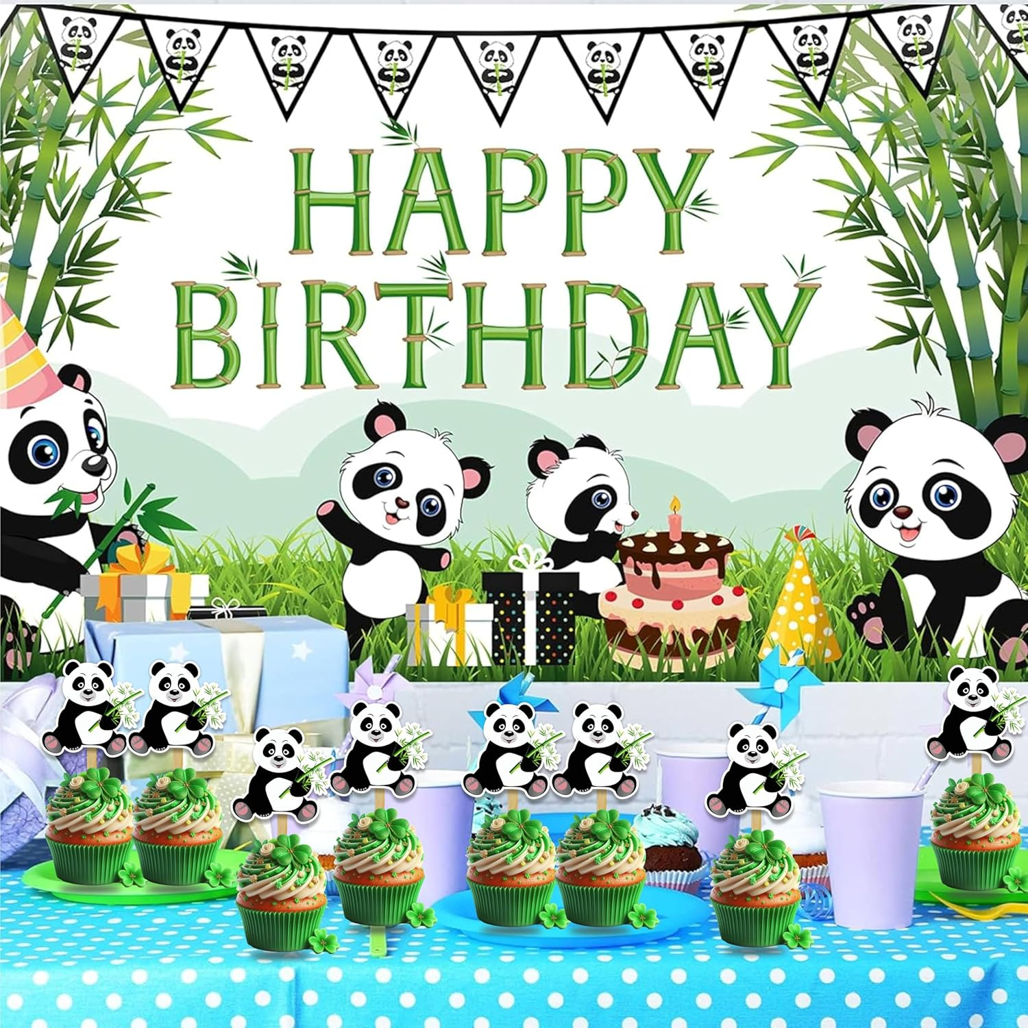 Panda Cupcake Toppers &ndash; Cute Bamboo Forest Animal Party Picks for Kids Birthday, Baby Shower, Zoo Theme, or Animal Lover Celebration D&eacute;coration image number 5