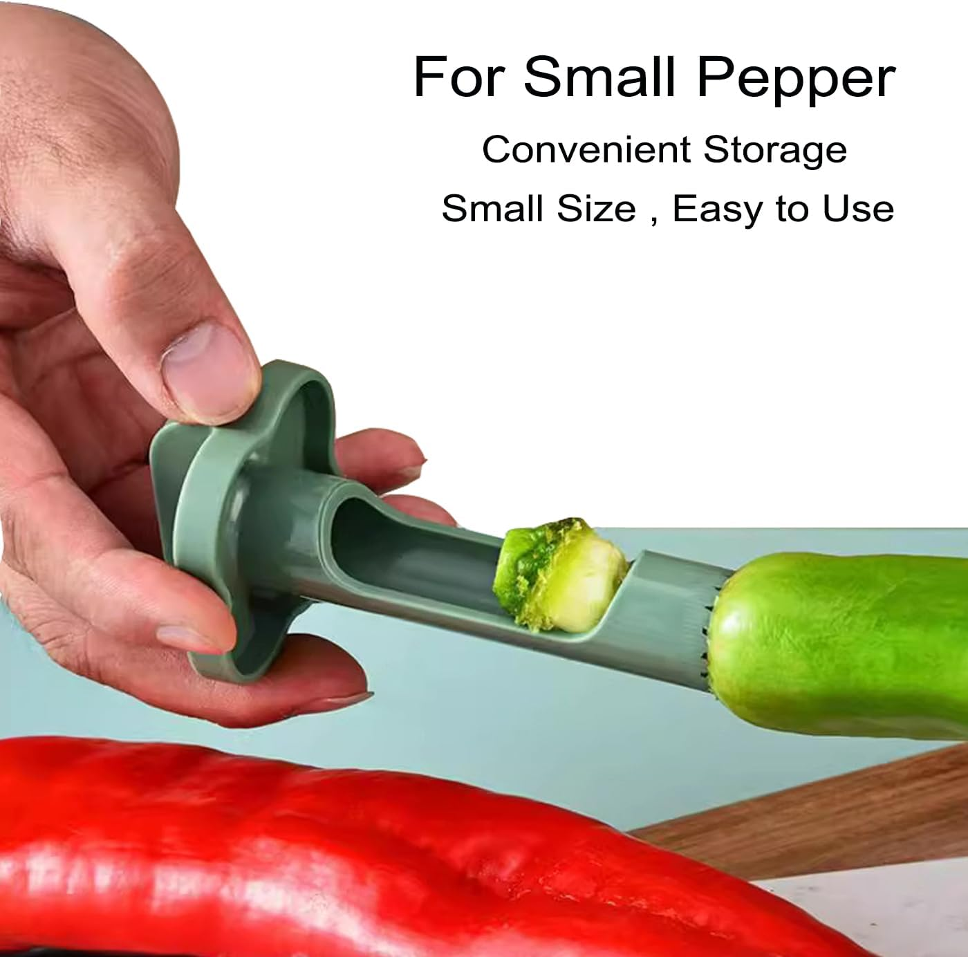 Pepper Seed Corer Remover, Upgrade 2 in 1 Bell Pepper Cutter Quickly Cutting and Deseeding Bell Pepper Corer Tool for Vegetables Kitchen Gadget image number 5