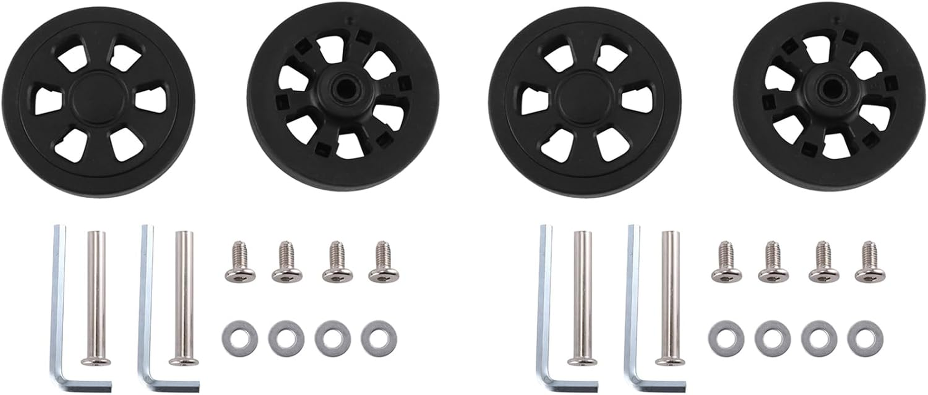 60Mm X 12Mm Luggage Wheels Replacement Wear PU Suitcase Wheels Black 2Pair