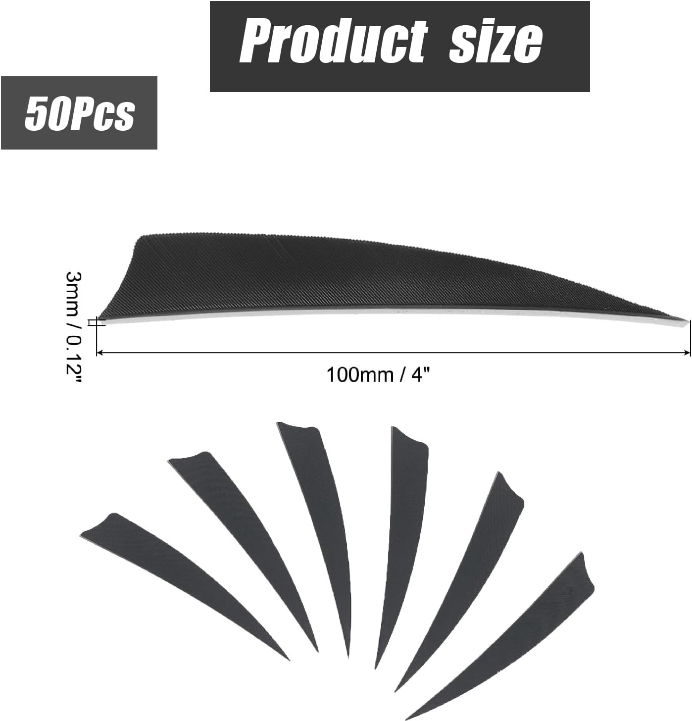 Wzenclave 50 Pcs Arrows Vanes 4-Inch Shield Shaped Feather, Left Feather, Feather DIY, Turkey Feather Traditional Bow, Recurve Bow, Archery Arrow Feather for Hunting Arrow Accessories DIY Archeryr image number 1