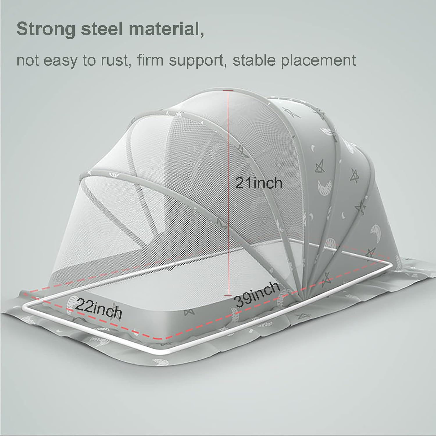 Baby Mosquito Net Bed Tent Kids Portable Folding Crib Cover Bassinet Mosquito Net Cover to Keep Cats Out, Breathable Foldable Cots Bottomless Crib Net Sun Shelter image number 3