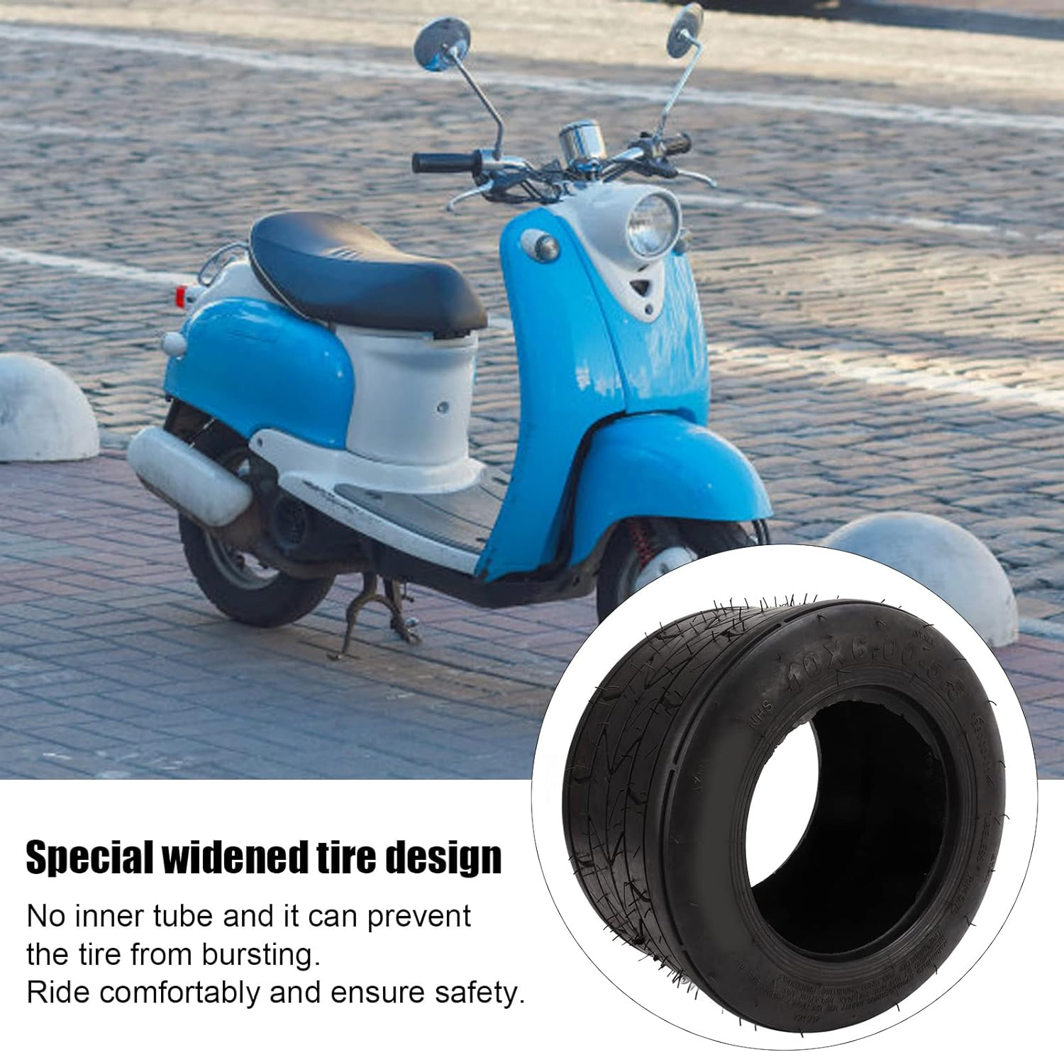 10 Inch Wide Tyre, 10 X 6.00-5.5 Vacuum Tyre, Durable for Motor for Electric Scooter image number 2