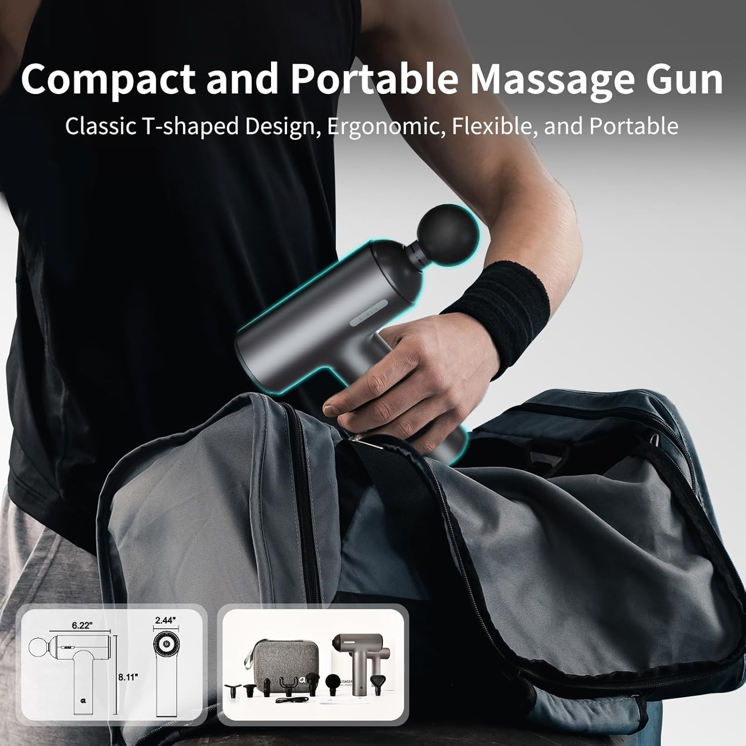 Arboleaf Massage Gun Deep Tissue, 6 Speeds Muscle Massager with 7 Massage Heads, Powerful Portable Back Massager Gun with Type-C Charging for Muscle Pain Relief, Gifts for Men Women image number 2