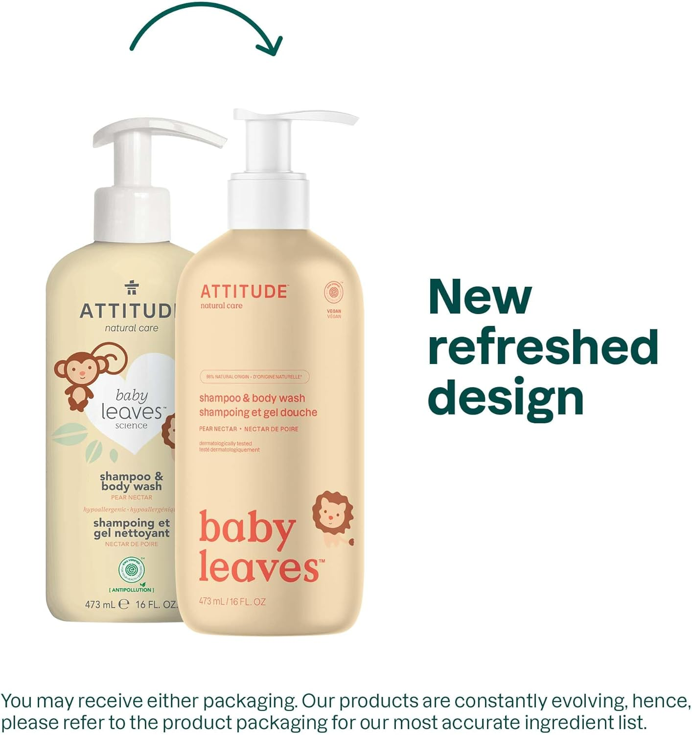 ATTITUDE Baby Leaves Science 2-In-1 Natural Shampoo Body Wash Pear Nectar 16 Fl Oz 473 Ml image number 6