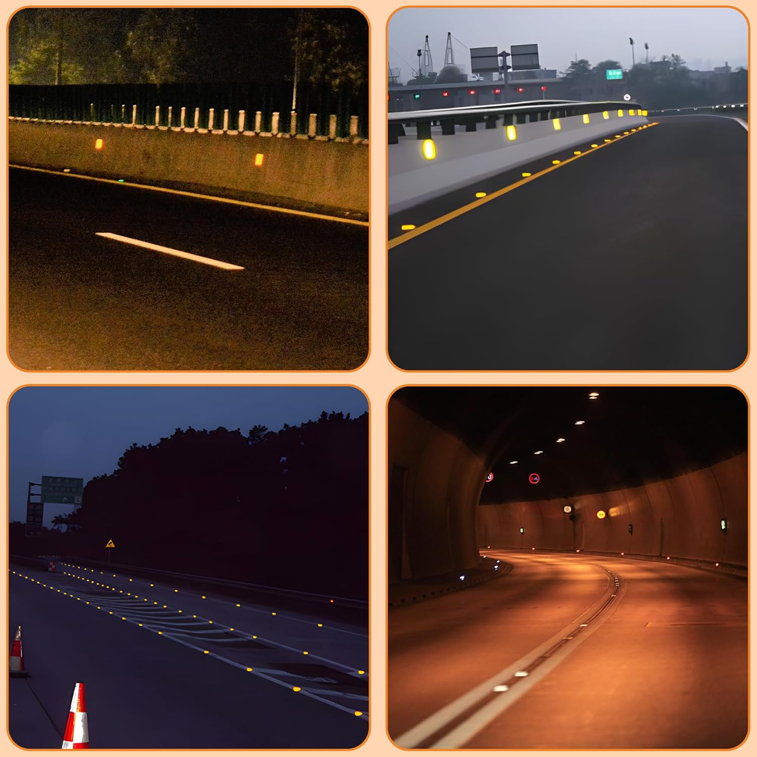 4Pcs High-Visibility Reflective Road Markers - Bright Colors, Nighttime Warning & Multipurpose Use for Parking Lots, Driveways - Ideal for Homeowners and Property Managers image number 5