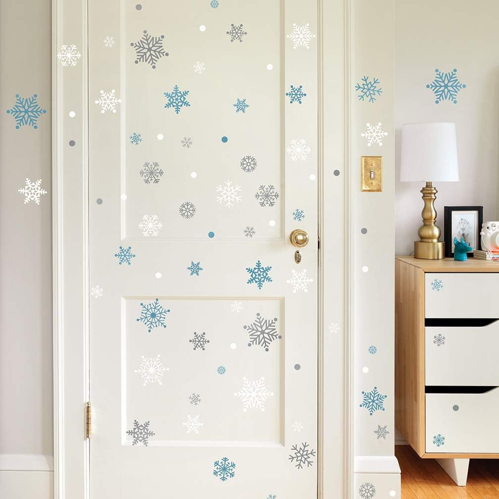 Paper Riot Co. Peel-And-Stick Assorted Snowflake Frozen Theme Holiday Vinyl Wall Decal Set, 186 Count image number 3