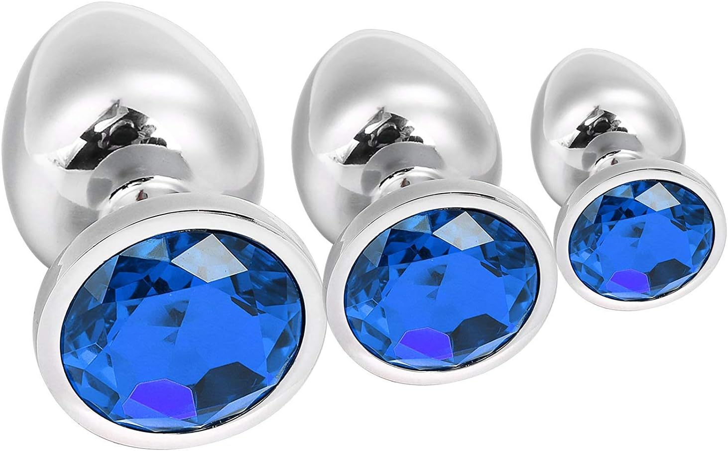 Anal Butt Plug, Greenpinecone Small + Medium + Big Set Fetish Stainless Steel Anal Butt Plug Anal Plug Hook with Crystal Diamond Beginner 27Mm-33Mm-41Mm Anal Stimulation Toy for Unisex Masturbation image number 2