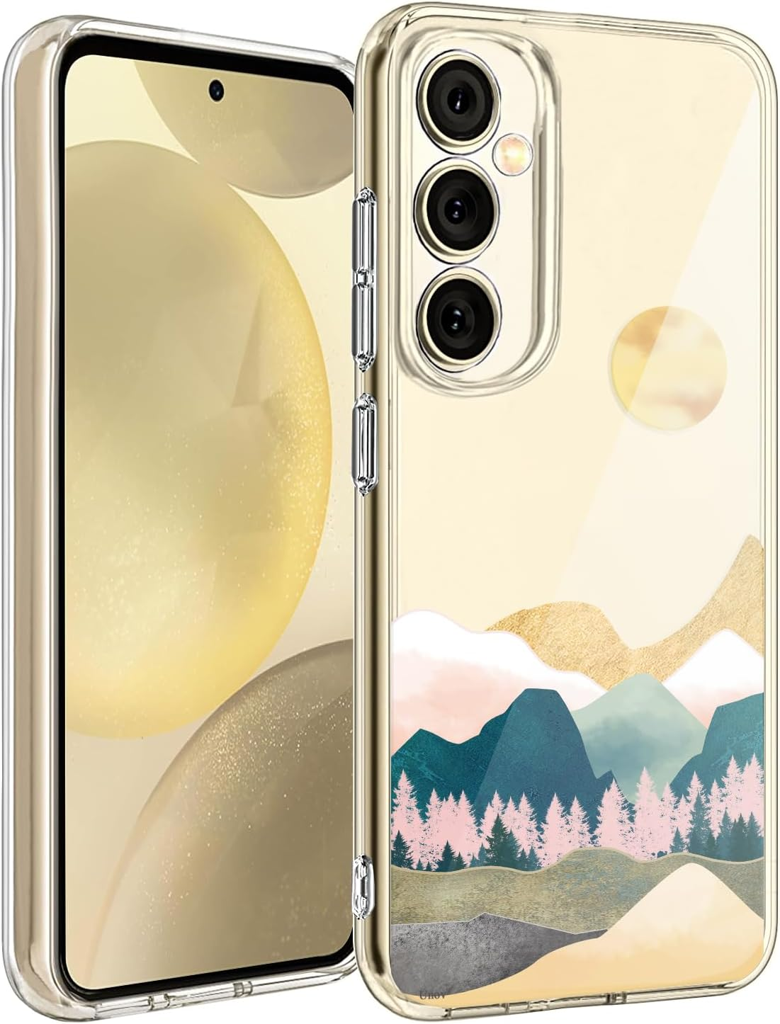 Unov Case Compatible with Galaxy S25 plus Galaxy S24 plus Case Clear with Design Soft TPU Shock Absorption Slim Embossed Pattern Protective 6.7 Inch (Sierra Mountains)