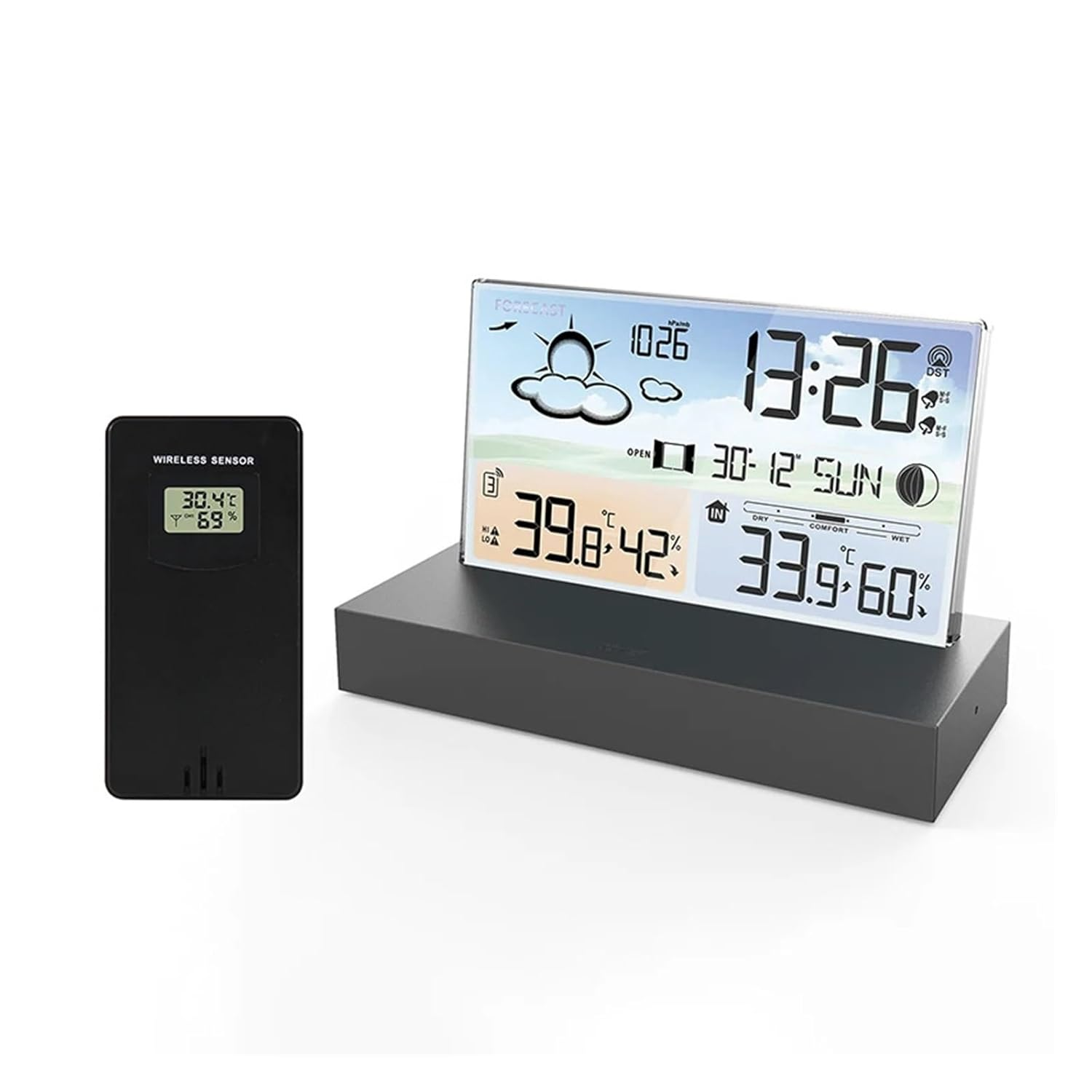 LCD Digital Weather Station Transparent Temperature Humidity Monitor Forecast Indoor Outdoor Hygrothermograph image number 2