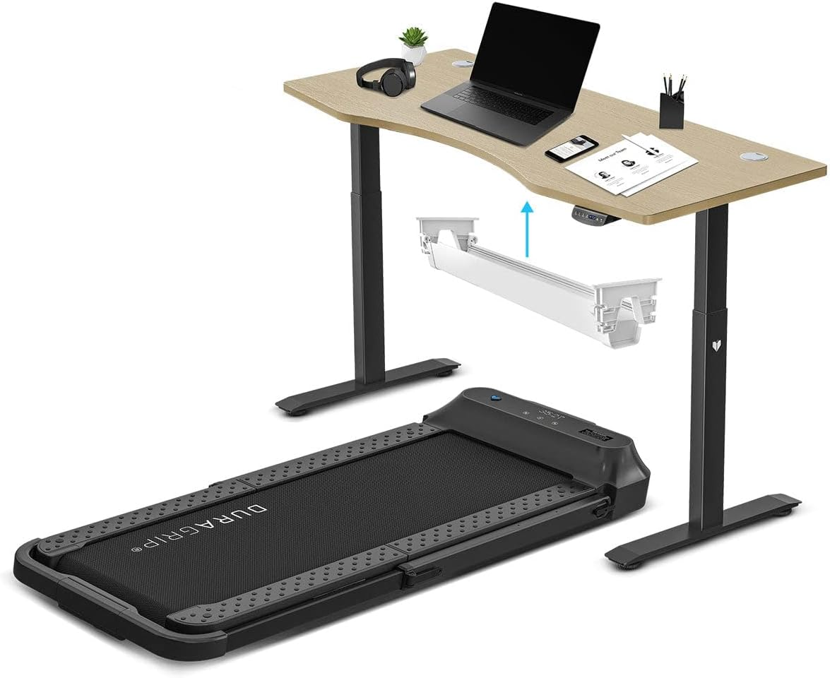 Lifespan Fitness V-Fold Treadmill with Cable Management Ergodesk Automatic 150 Cm Standing Desk, Oak/Black image number 5