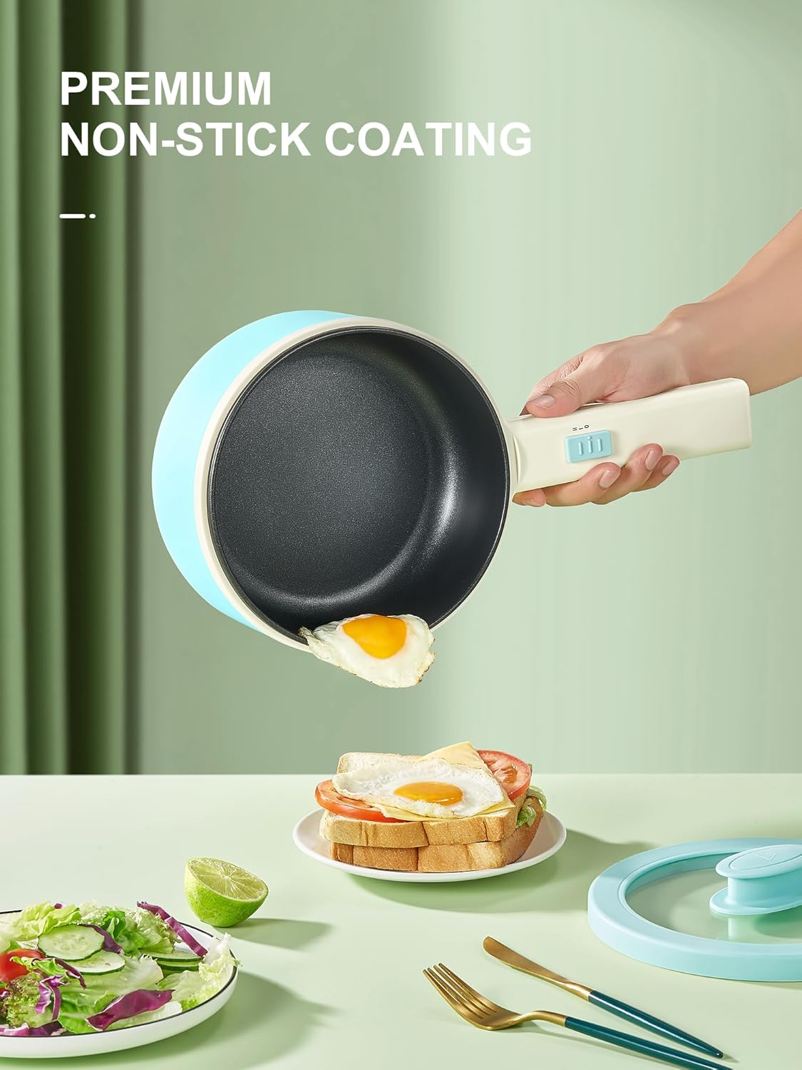 Reemix - Electric Hot Pot with Steamer, 1.6L Ramen Pot Non-Stick Steak, Egg, Fried Rice, Ramen, Oatmeal, Soup, Personal Portable Hot Pot, Great for Bedroom And image number 5