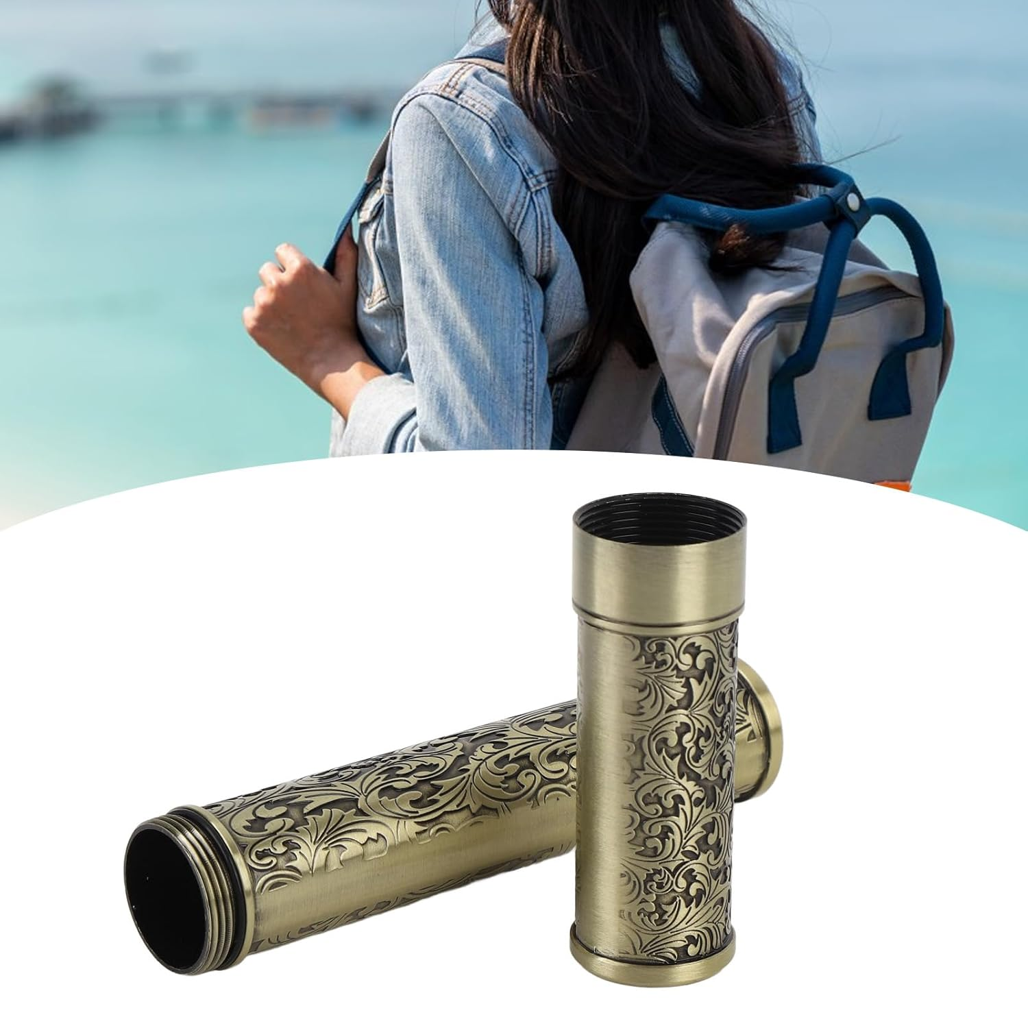 Metal Tube Container, Joint Tubes Embossed Aluminum Waterproof Portable Storage Container Box Stash Jar Cigar Cases Air Tight Pocket Purse for Outdoor Camping Travel` (Bronze)