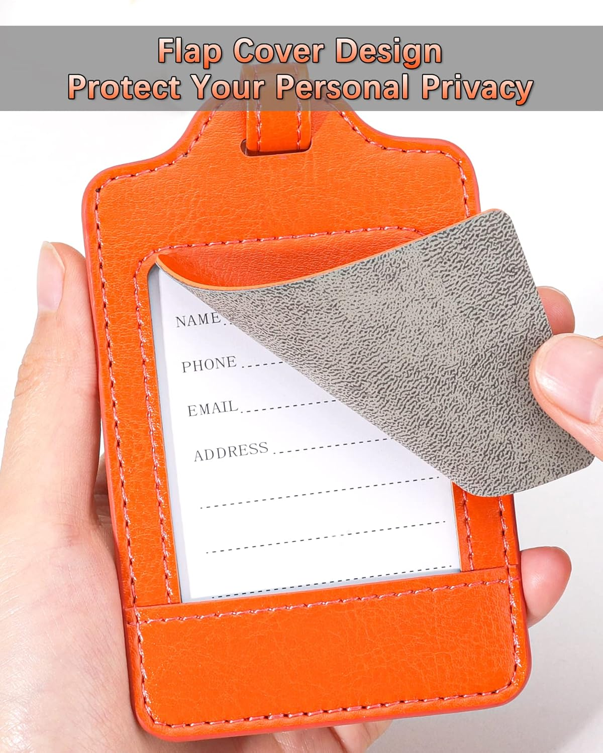 Teskyer Luggage Tags, 3 Pack Premium PU Leahter Luggage Tags Privacy Protection Travel Bag Labels Suitcase Tags image number 5