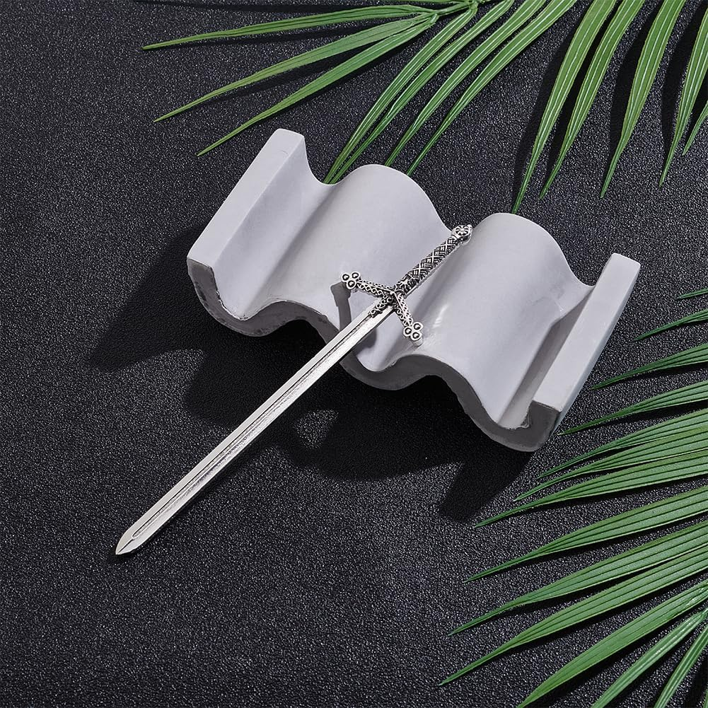 WEBEEDY Sword Hair Pin Silver Hair Stick for Buns Handmade Chinese Style Vintage Headdress Sword Hairpin Metal Hair Chopsticks for Women Long Hair Accessories Valentine'S Day Gifts,14.7X3.3Cm image number 2