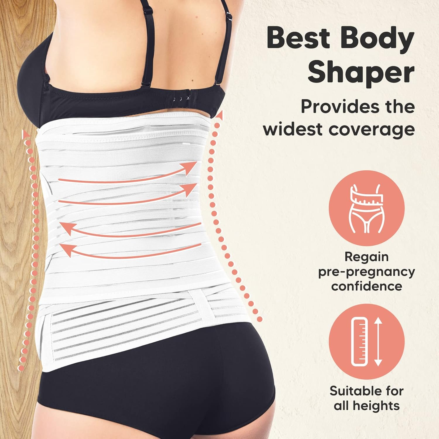 3 in 1 Postpartum Belly Support Recovery Wrap &ndash; Postpartum Belly Band, after Birth Brace, Slimming Girdles, Body Shaper Waist Shapewear, Post Surgery Pregnancy Belly Support Band (Matte White, M/L) image number 2