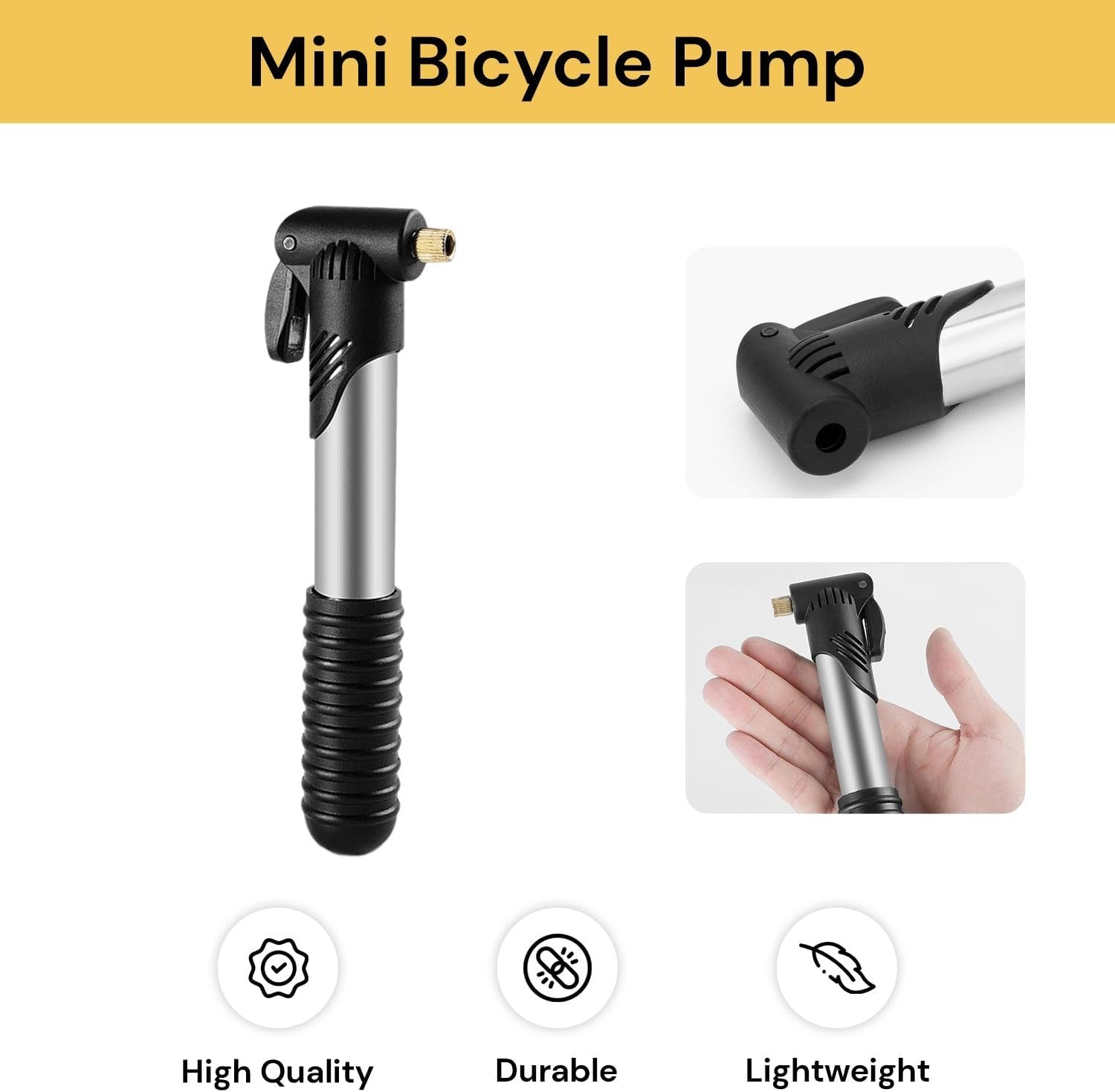 EZONEDEAL Bike Pump, Portable Bicycle Pump, Mountain, Road Hand Bike Tire Pump, Mini Bicycle Air Pump Compatible with Presta Schrader Valve and Sports Ball image number 2