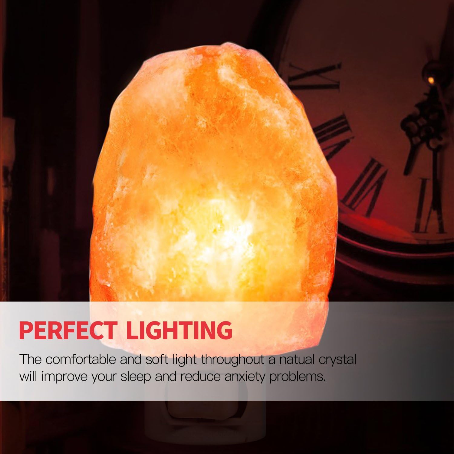 Betus [Natural Crystal] Himalayan Salt Wall Lamp - Air Purifying Night Light - 360&deg; Rotatable Plug 15W Bulb - Natural