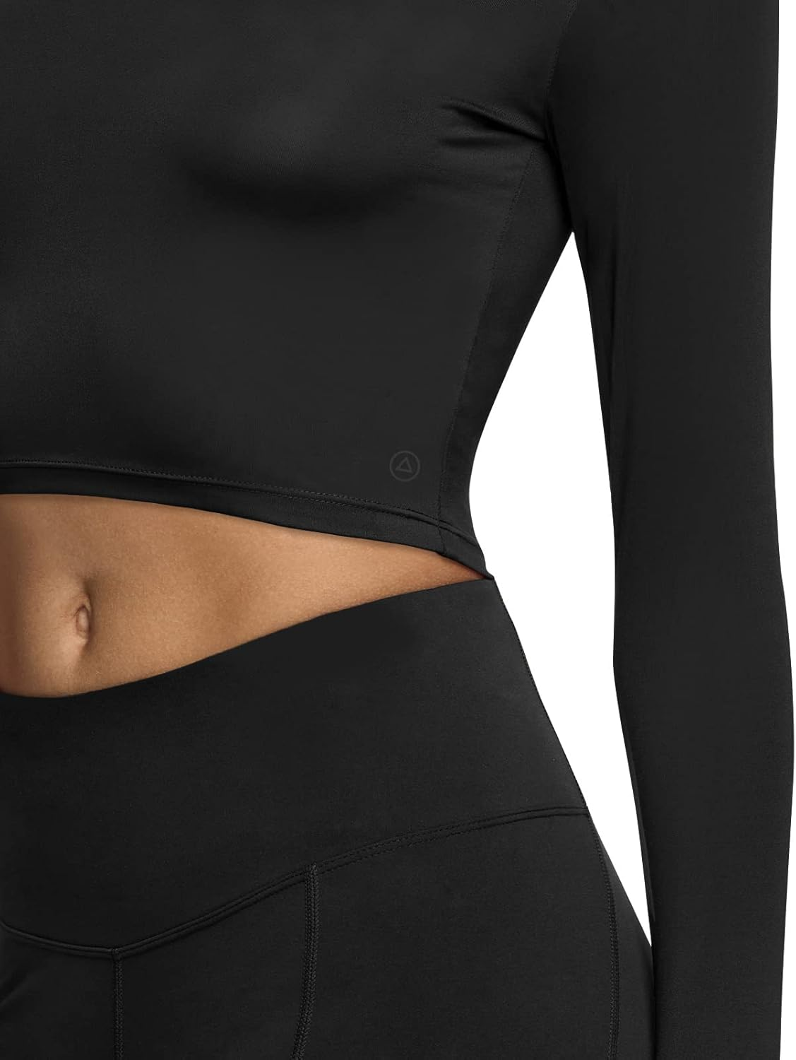 ATHLIO Women'S Sports Compression Shirt, Cool Dry Fit Long Sleeve Workout Tops, Crop 2Pack Bfd20-Blk_Large image number 2