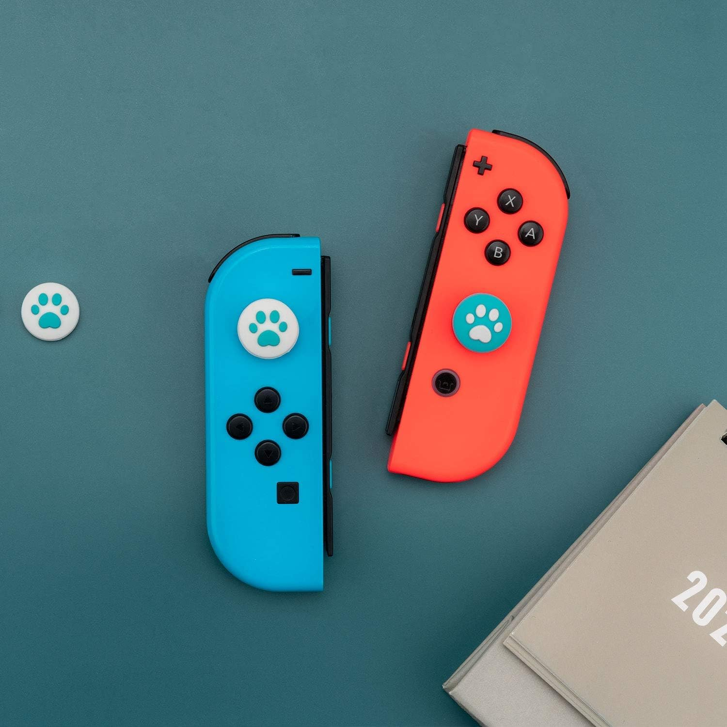 Geekshare 4PCS Silicone Cat Paw Game Console Thumb Grip Set Joystick Caps Compatible with Switch/Oled/Switch Lite (Lake Green) - Pink image number 6