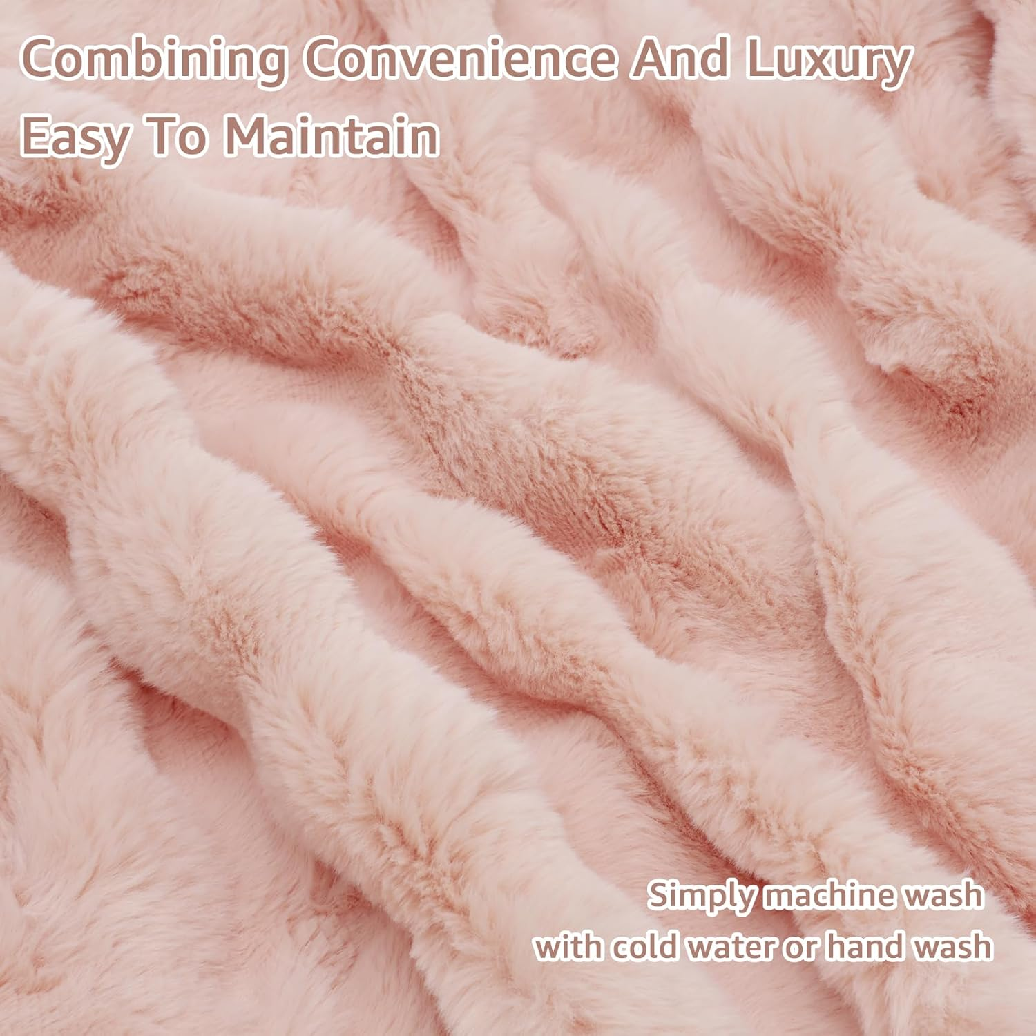 Luxury Plush Throw Blanket 51&times;63In, Super Comfort Oversized Warm Bubble Plush Throw Blanket, Soft Cozy Blanket, Warm Bed Throws for Couch Chair Bed Sofa -Light Pink image number 5