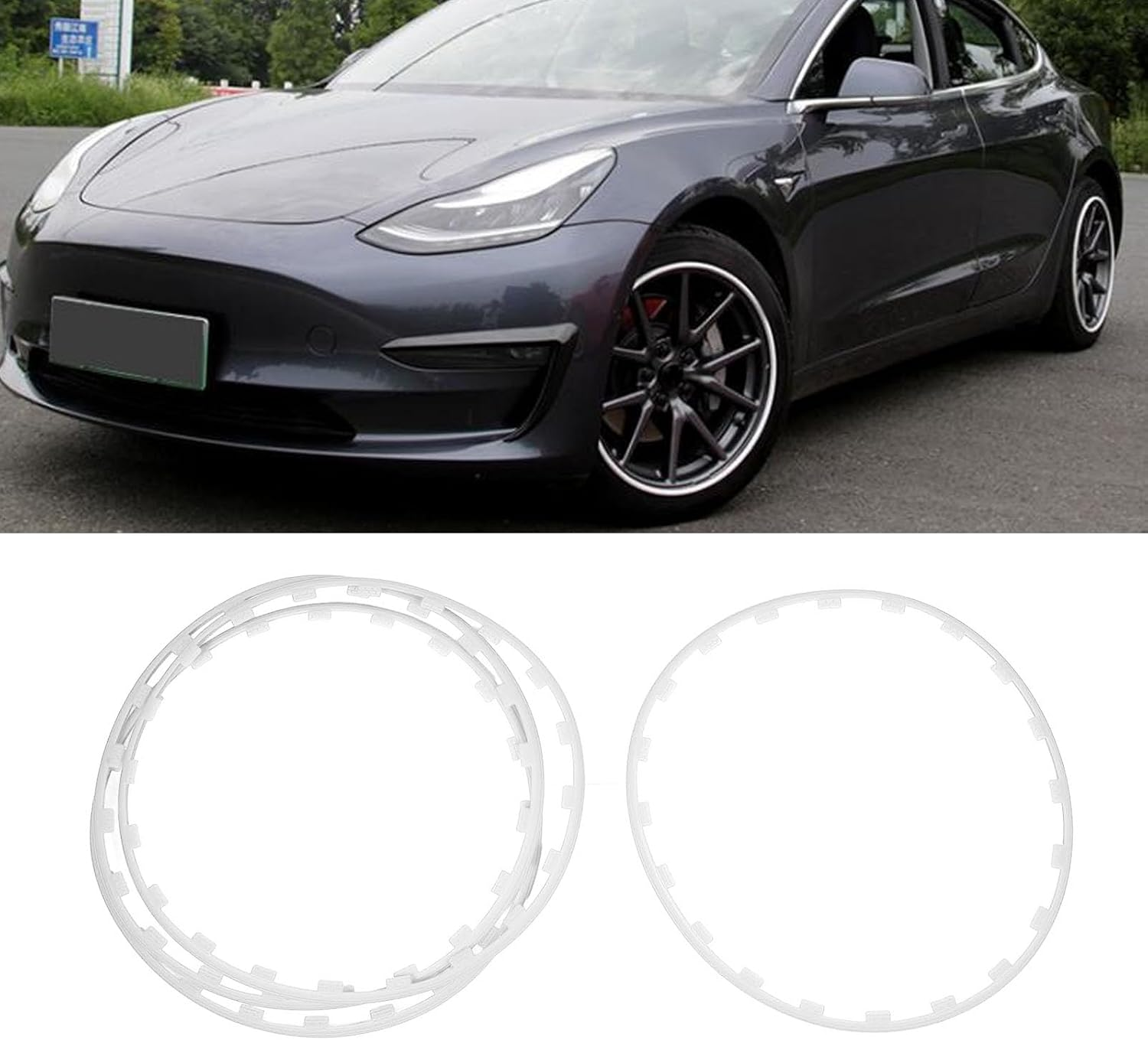 4PCS Car Wheel Rim Protector, 20 Inches Wheel Guard Rim Protecting Trim Ring from Curb Rash, Wheel Edges Trim Accessories, Replacement for Tesla Model Y 2021-2023 (White) image number 6