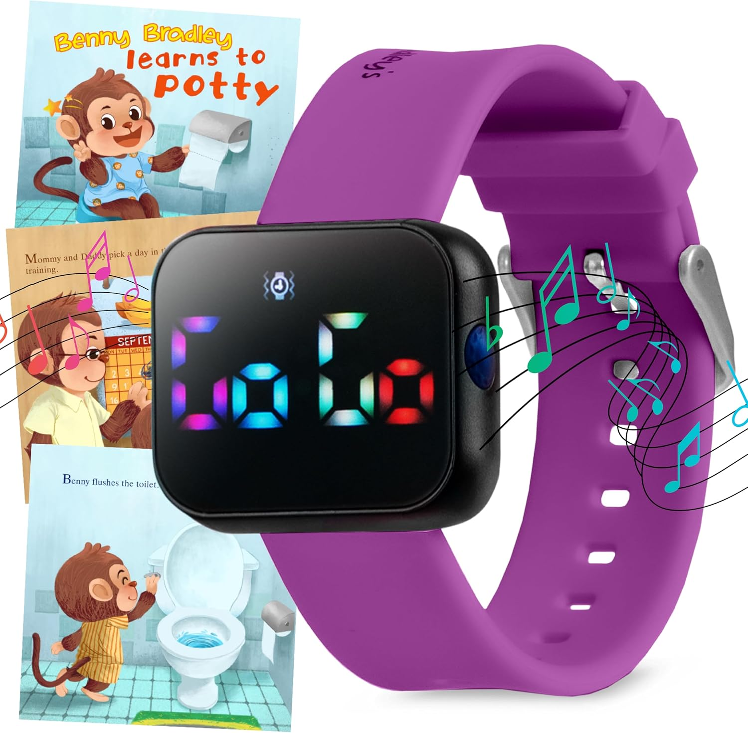 Potty Training Watch for Kids V2 &ndash; a Water Resistant Potty Reminder Device for Boys & Girls to Train Your Toddler with Fun/Musical & Vibration Interval Reminder with Potty Training Ebook