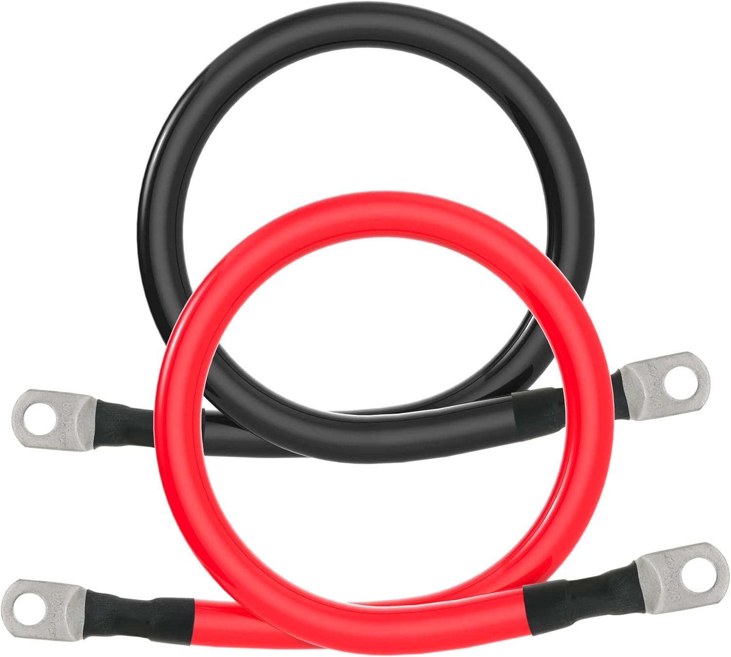 1/0 AWG Gauge Battery Cable Power Inverter Cables with 3/8 Inch Lugs for Solar Marine RV Car Truck Tractor Motorcycle 2Pcs (1FT) image number 2