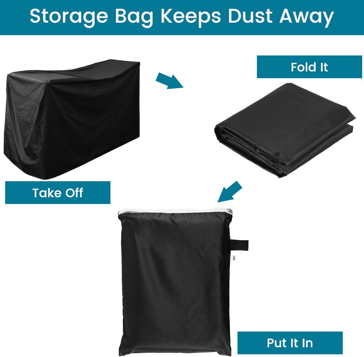 Heavy Duty Mobility Scooter Cover with Storage Bag, 190D Oxford Waterproof, Convenient Mobility Scooter Bag, anti UV Wheelchair Storage Cover (140X66X91Cm) image number 2