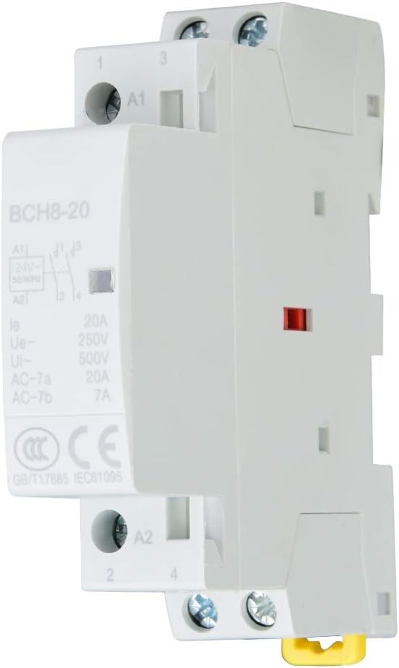 2P 20A 24V AC Contactor, Quiet Operation with DIN Rail Mount, 2P 20A 24VAC Coil Electrical Contactor (24V) image number 4