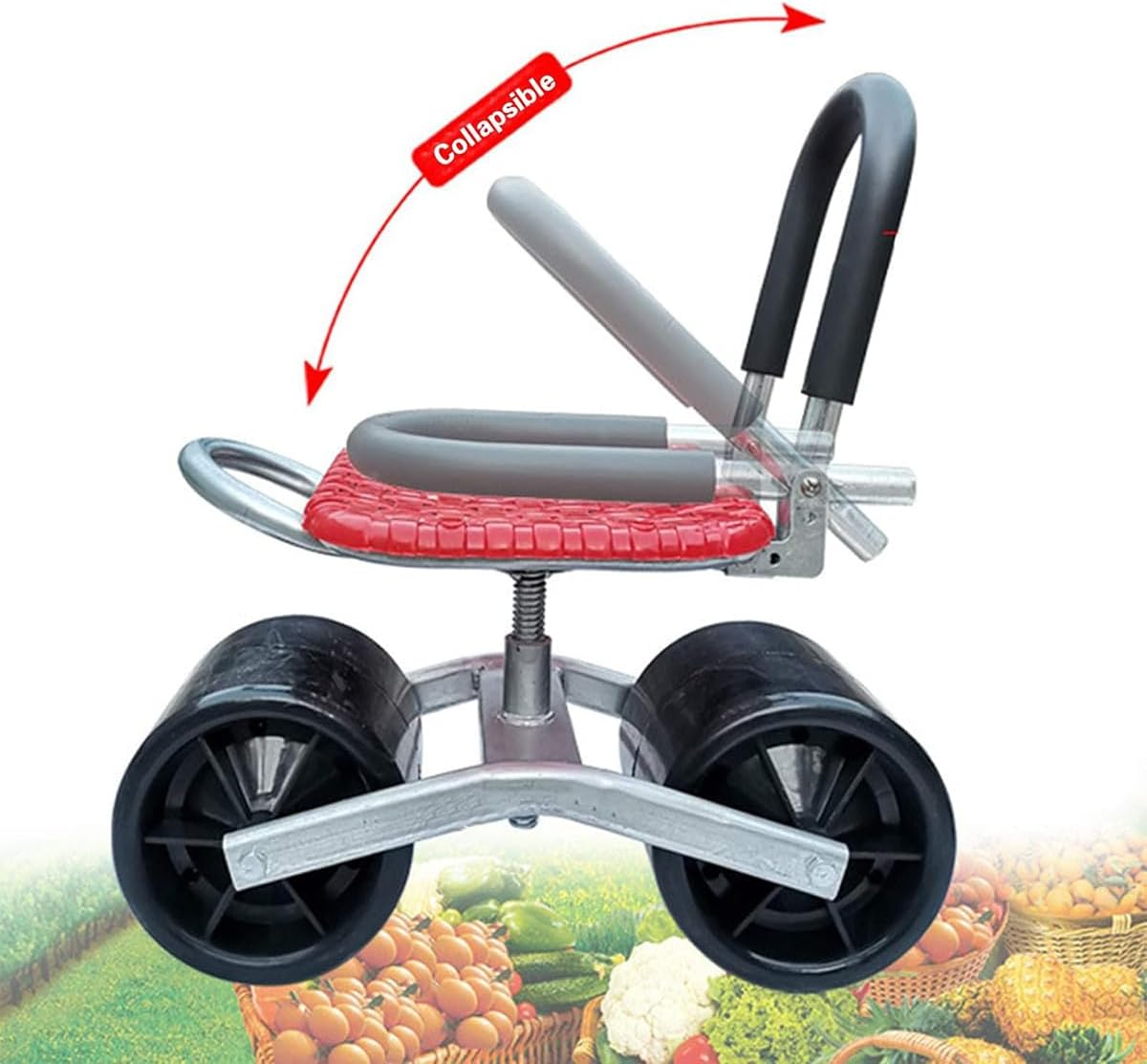 AIMALL Greenhouse Mobile Stool, Foldable Garden Chair with Soft Backrest & Wheels, Convenient for Picking Berries, Vegetables in Agricultural Fields & Gardens image number 3