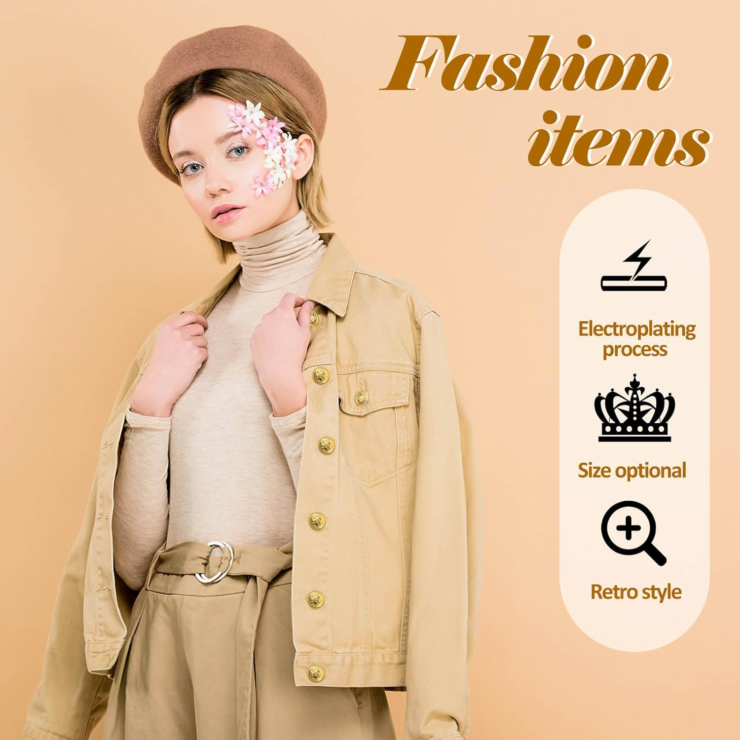 80 Pcs Gold Metal Buttons Set, 4 Sizes Men'S Vintage Gold Buttons for Sewing Blazer Gold Buttons, Coat Jacket Sewing Buttons Handmade Sewing Accessories (1.5/1.8/2/2.5 Cm) image number 1