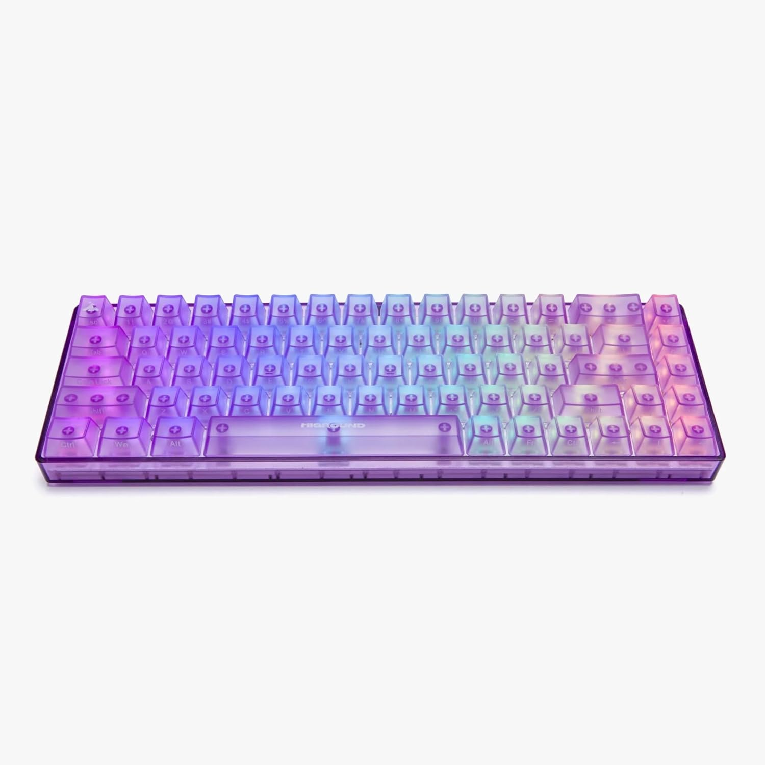 Higround Crystal Amethyst Basecamp 65% Mechanical Keyboard, White Flame Switches for Precision, Programable RGB, Translucent, Smooth Typing, Hot-Swappable, Deep Thocc Dual Silicone Dampening