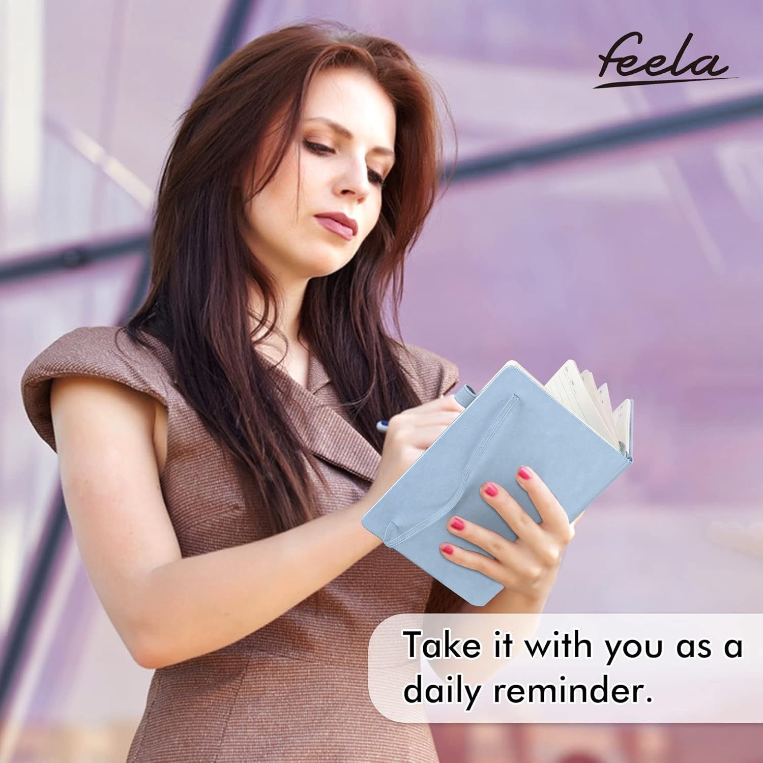 Feela 3 Pack Notebook Journals Bulk, Hardcover Notebooks Classic Ruled Lined Journals with Pen Holder for Women Girls School Business Supplies, with 3 Black Pens, 120 GSM, 5.1&rdquo;X8.3&rdquo;, A5, Light Blue