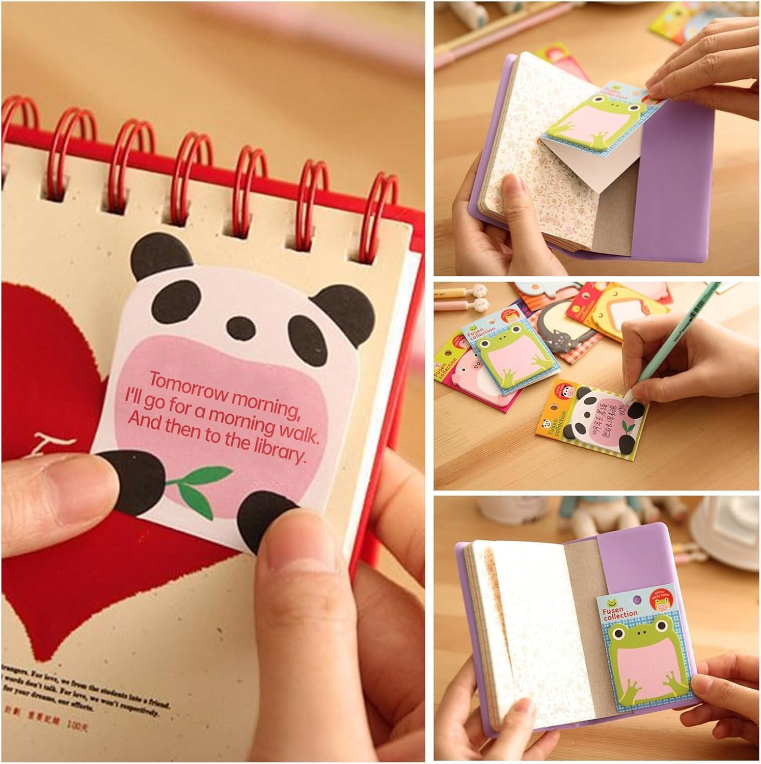 16 Pads Cute Sticky Notes, Creative Colorful Animal Sticky Notes Self Adhesive Cartoon Notes Memo Pads Notes Page School Tab for Students Home School Office Supplies image number 1