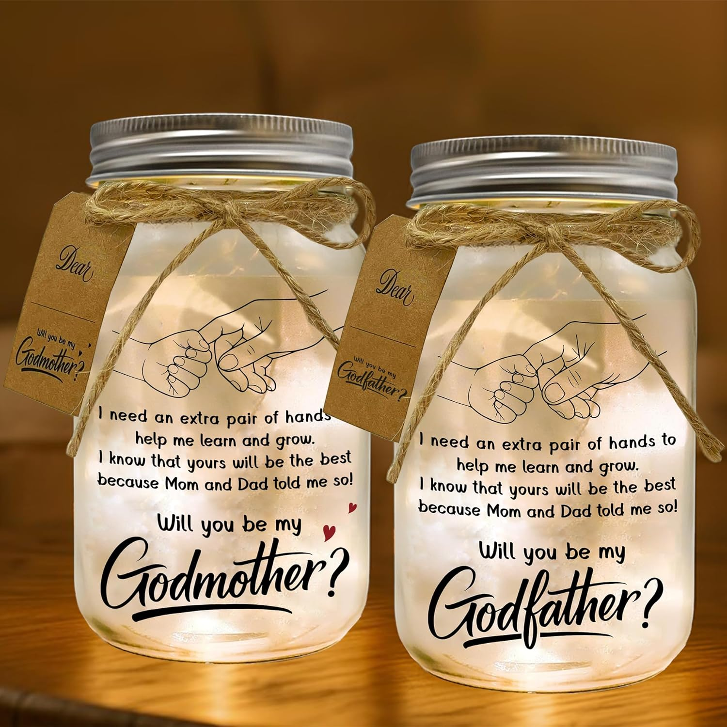 Godmother Proposal Gift - Will You Be My Godmother, Godmom, Madrina, God Parents Presents Proposal Gifts for Baptism - Godmother Gifts from Godchild - Quieres Ser Mi Madrina De Bautizo Mason Jar 14Oz image number 4