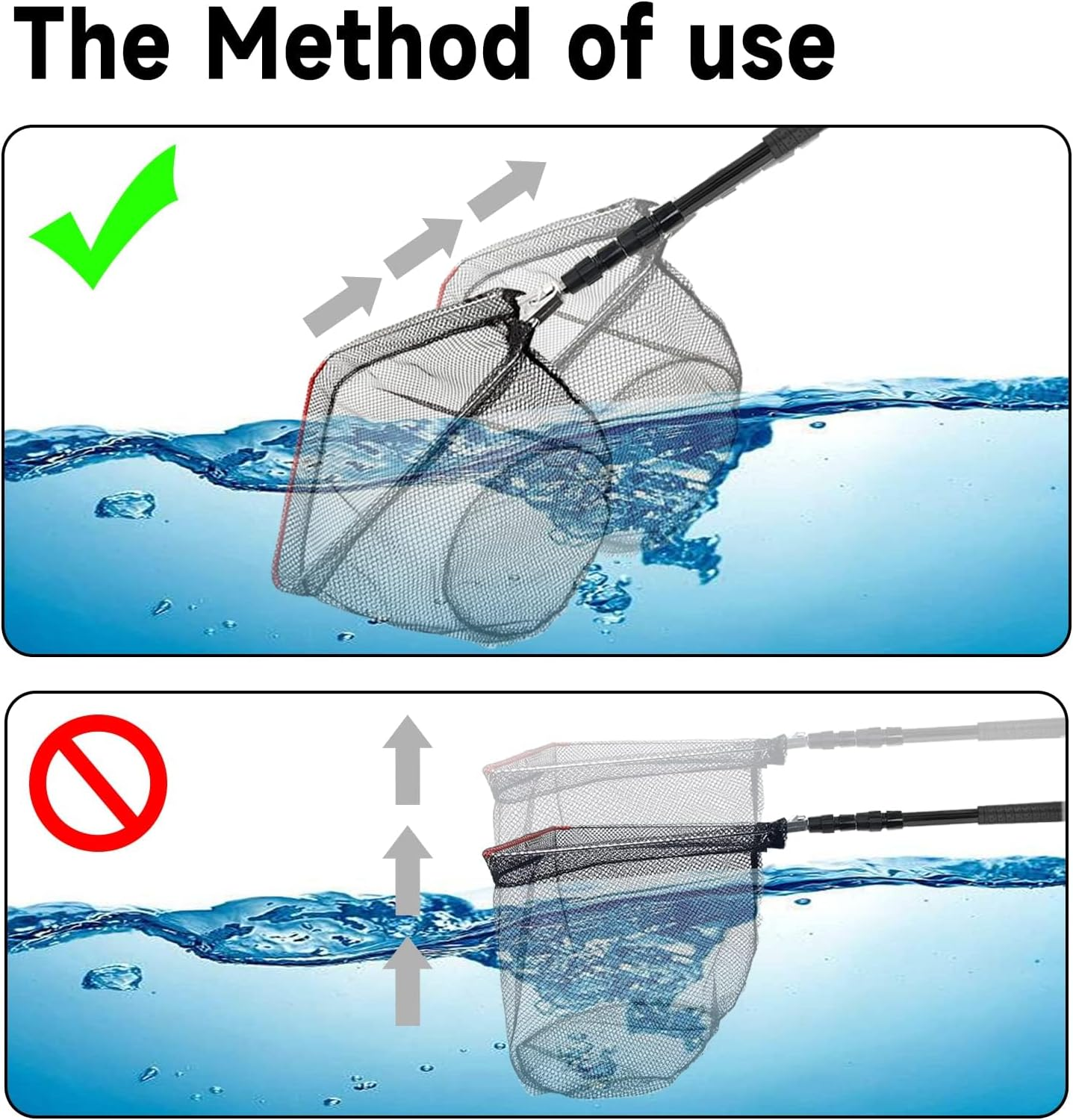 KOMCLUB Folding Fishing Net- Foldable Fish Landing Nets Collapsible Telescopic Aluminum Pole Handle for Trout, Catfish, Bass image number 2