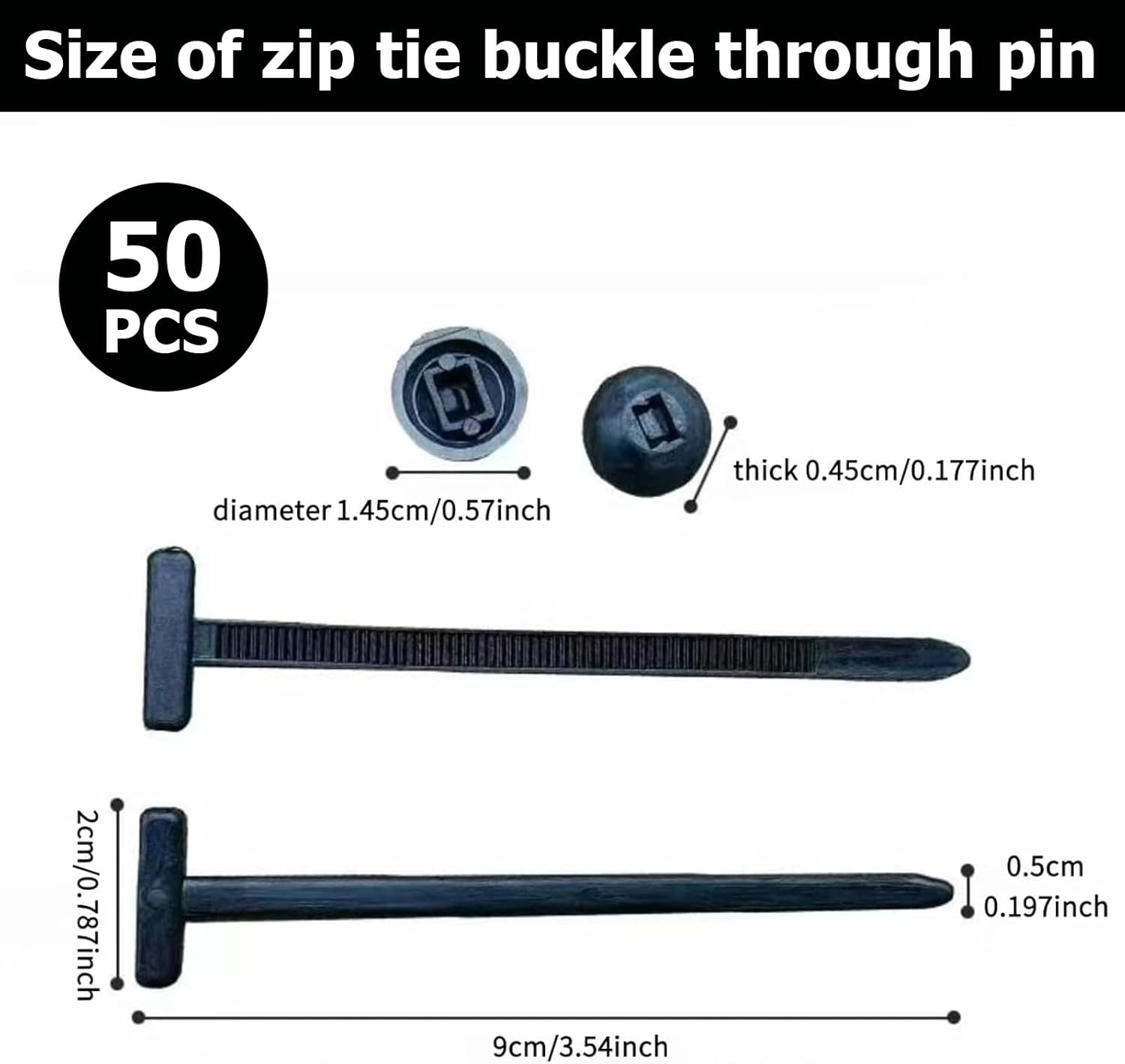 Nylon Universal Cable Tie Buckle, 50 Pcs Universal Heavy-Duty Self-Locking Uv-Resistant Wire Nylon Zip Tie Holders, Multipurpose Plastic Cable Ties Tool for Car, Garage & Home Use (50 Pcs） image number 1