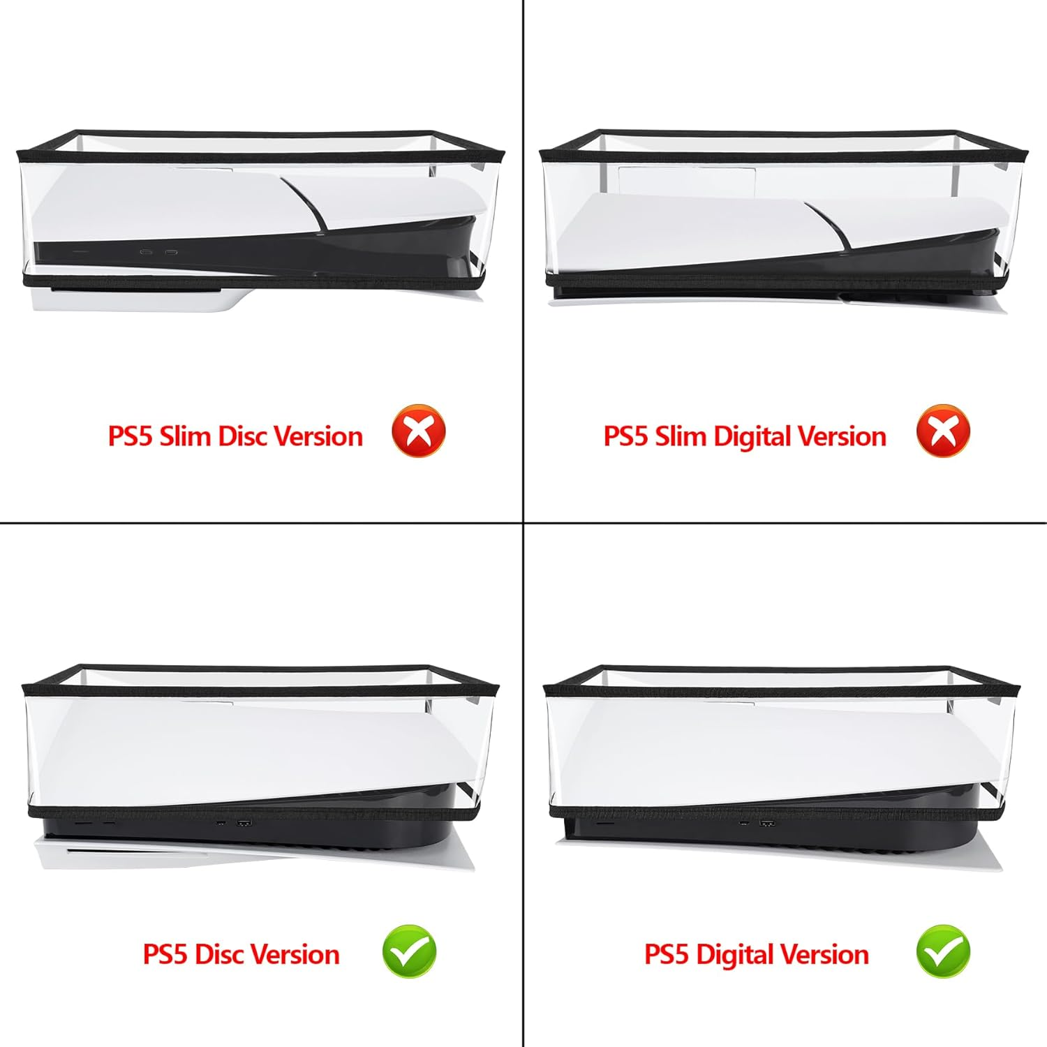 Playvital Horizontal Dust Cover for Ps5, Dust Guard for Ps5 Console, anti Scratch Waterproof Cover Sleeve Console Digital Edition & Disc Edition - Transparent - Black image number 3