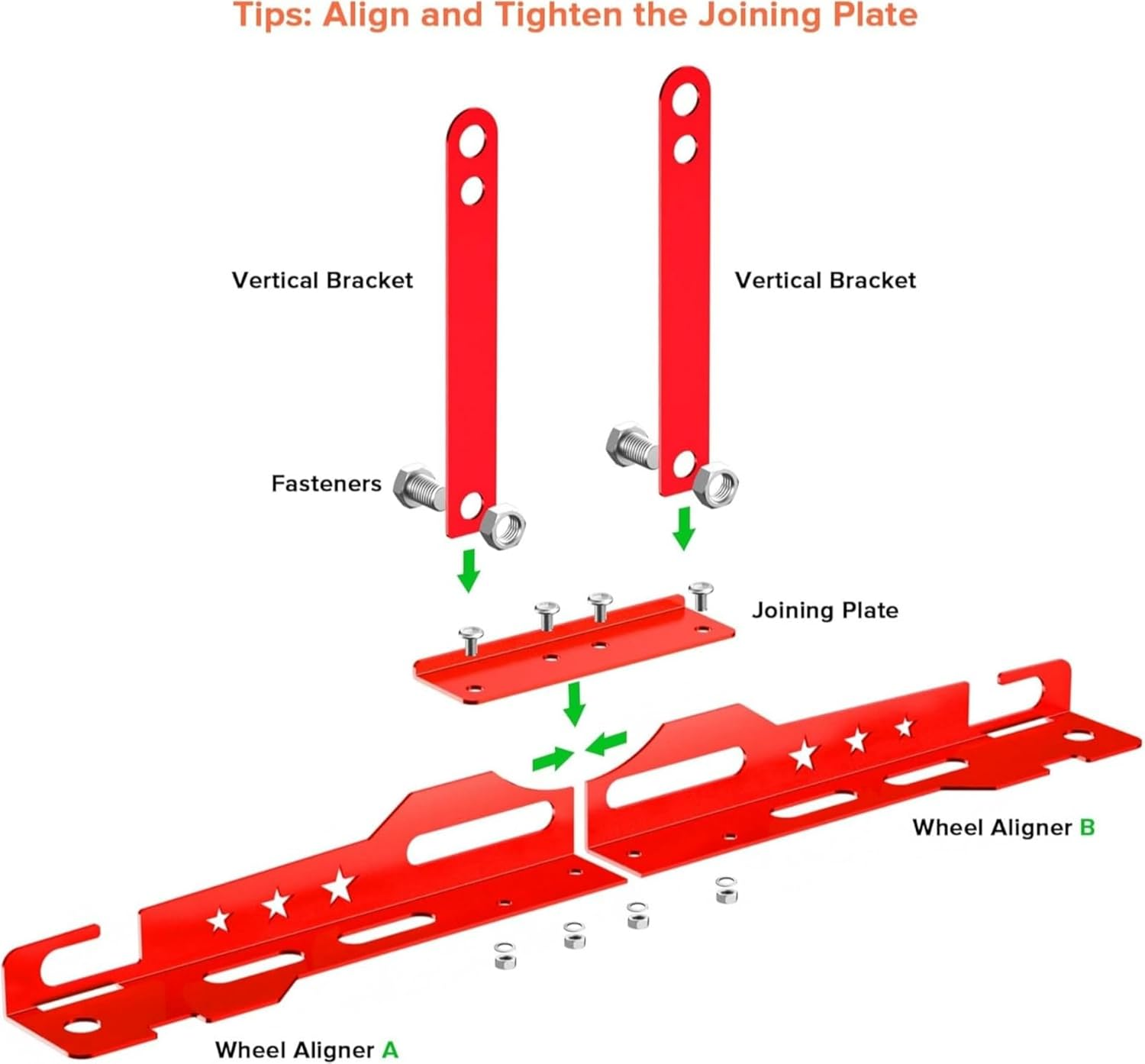 Wheel Alignment Tool with 2 Measuring Tapes, Upgraded Automotive Toe Alignment Tool for Home Use, Compatible with More Vehicle Models, Red, Toe Plates (Red) image number 6