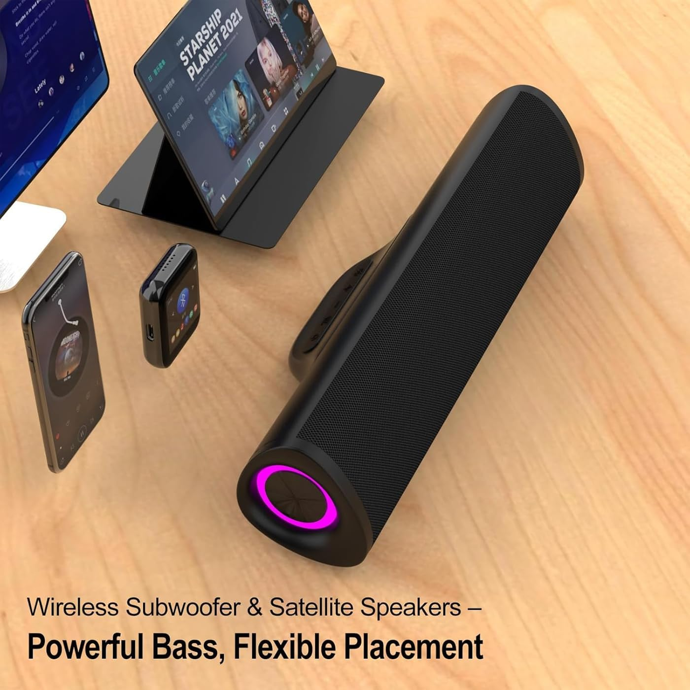 Sound Bar for Smart TV, Surround Sound System for Tvs &ndash; 50W Bluetooth Soundbar with Bluetooth, ARC, Optical, and AUX Connectivity, Remote Control, Wall-Mountable, Compatible with TV, PC, and Phone image number 3