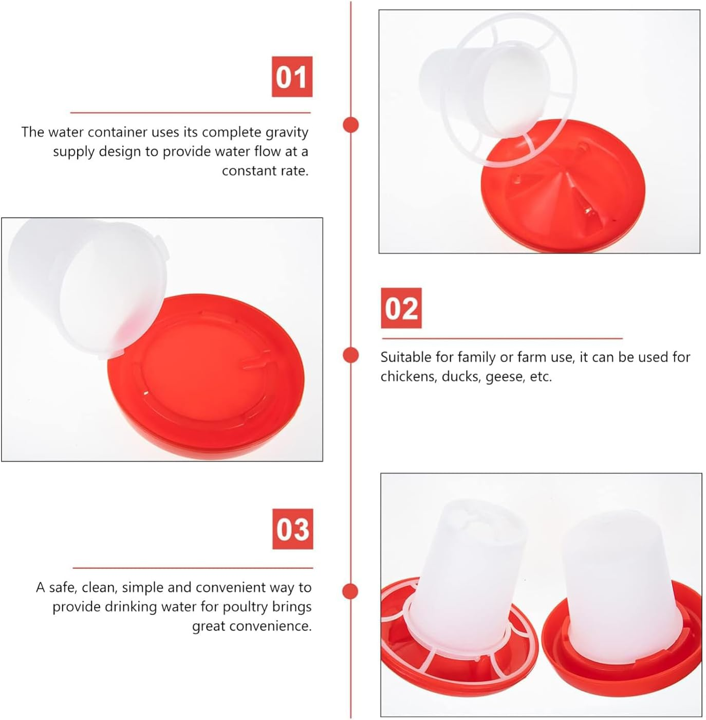 Xinghonyac Chick Feeder and Drinker Kit, Poultry Breeding Feeder Water Feeder, Plastic Automatic Feeding and Watering Feeder for Chicks, Ducks, Gooses image number 3