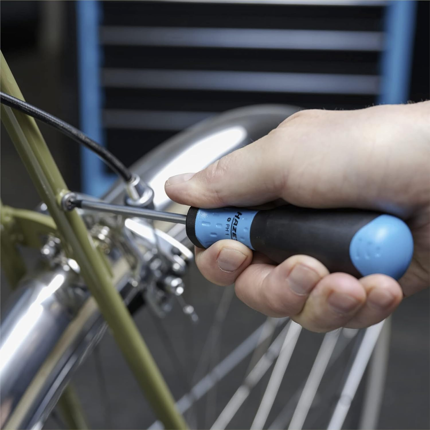 HAZET 810SPC/6 Slot Cross Recess Profile PH Screwdriver Set with Burnished Tip - Matt Chrome-Plated