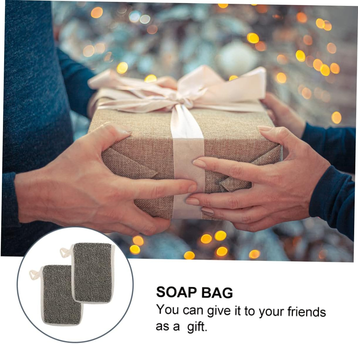 Minkissy 2Pcs Black Linen Soap Soap Foaming Soap Exfoliating Pouch Soap Scrubber Soap Pouch Soap Soap Saver Net Soap Pouch the Flax Exfoliating Soap image number 6